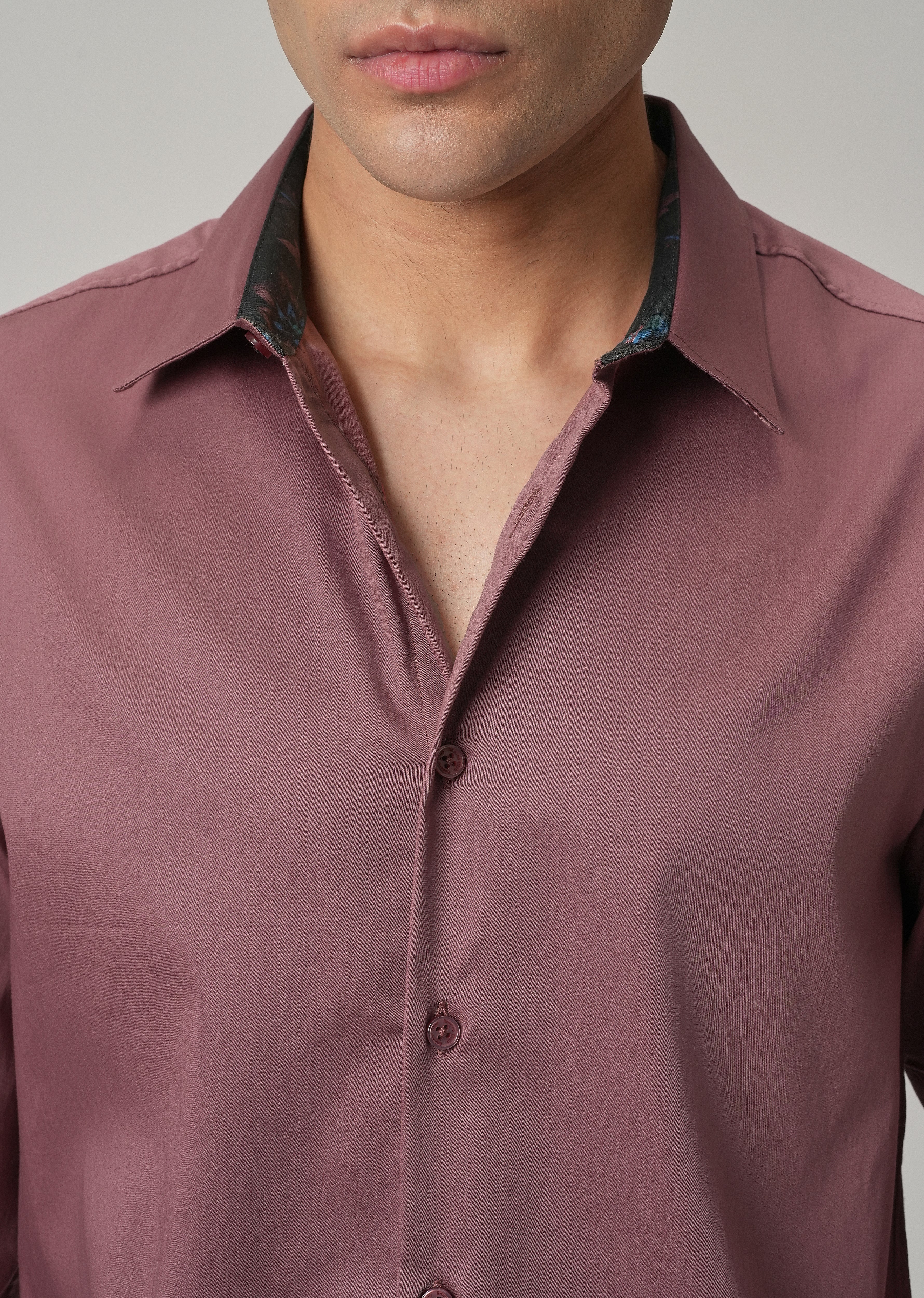 Mauve Pink Printed Cuff Shirt