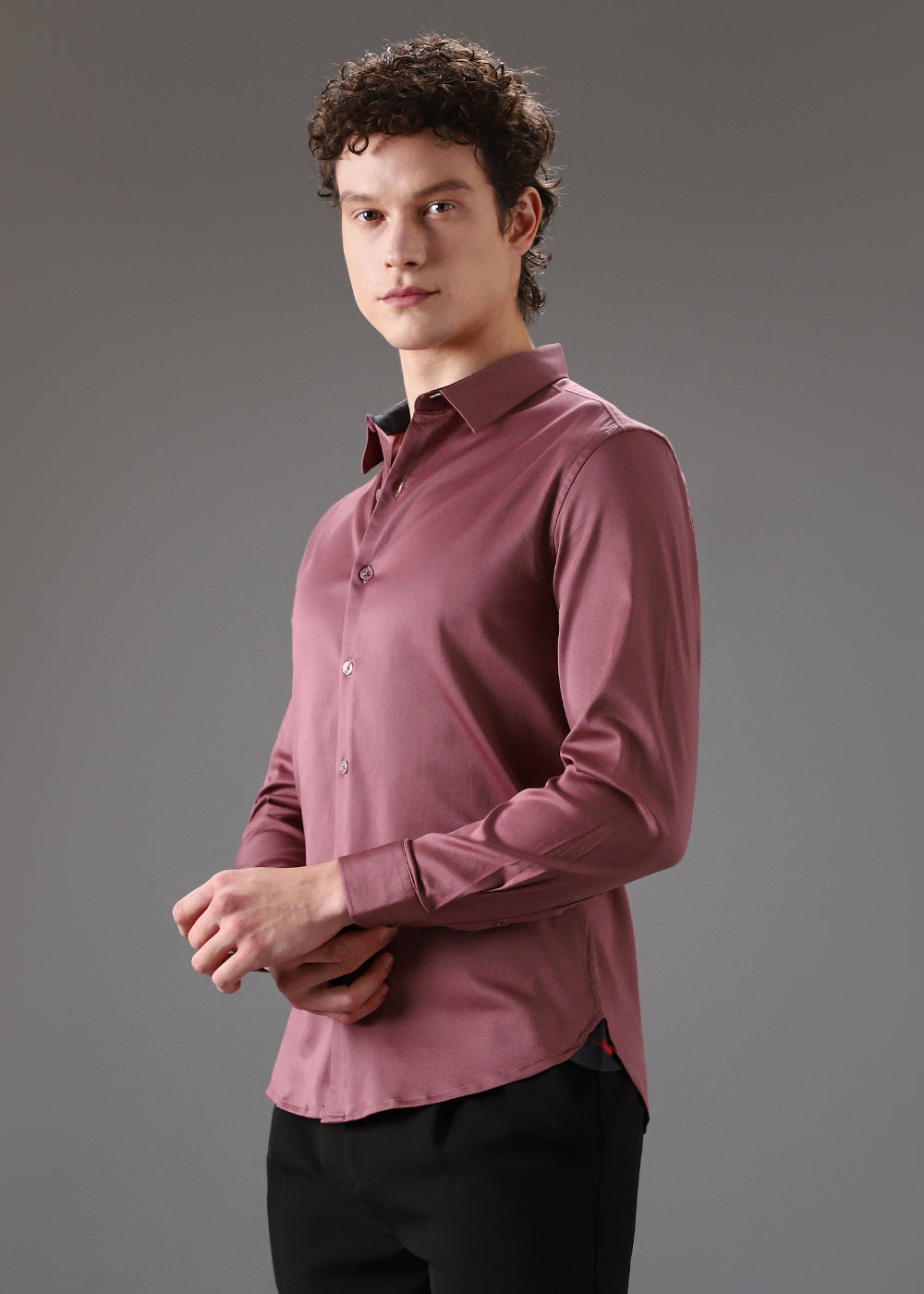 Mauve Pink Printed Cuff Shirt