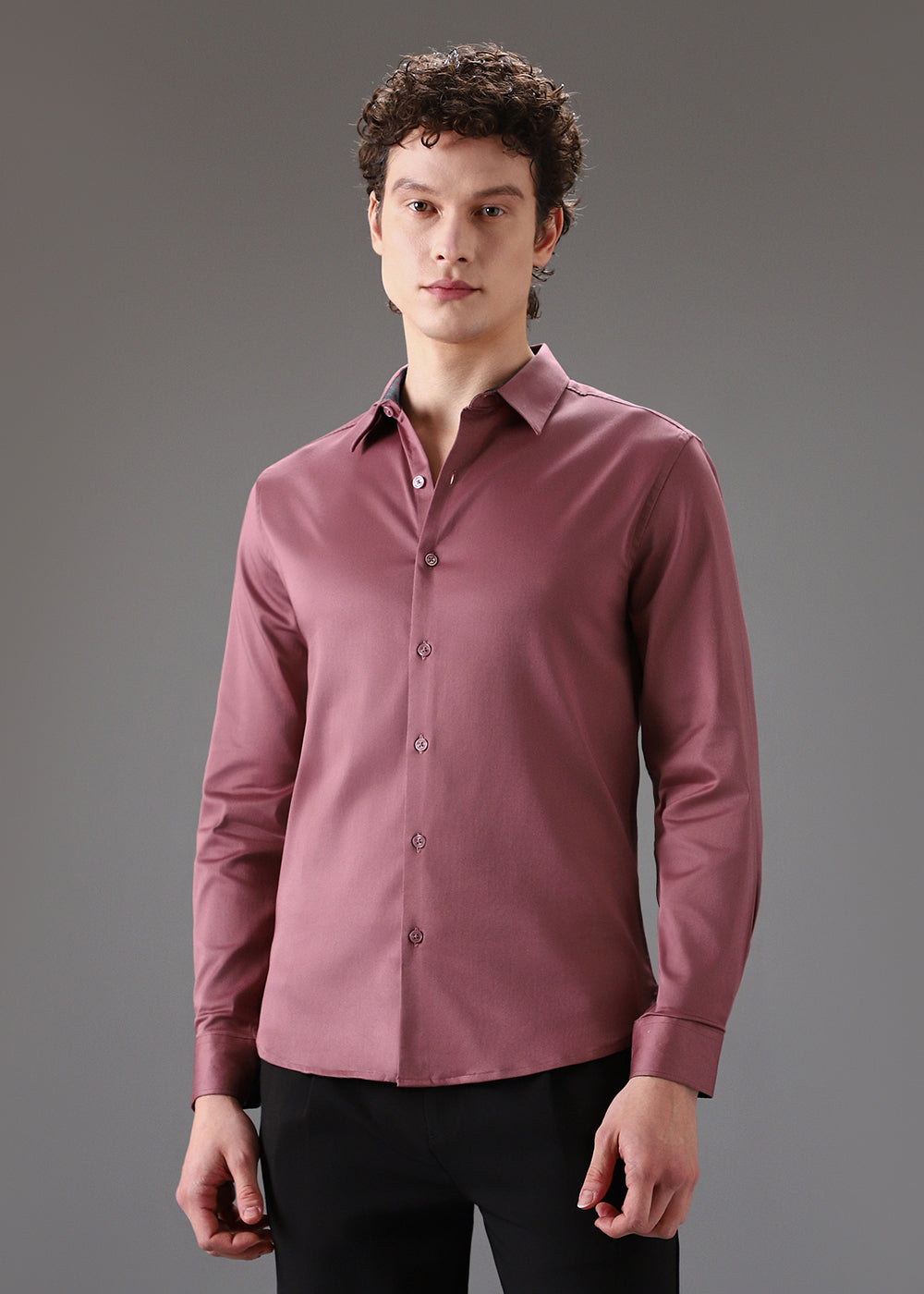 Mauve Pink Printed Cuff Shirt