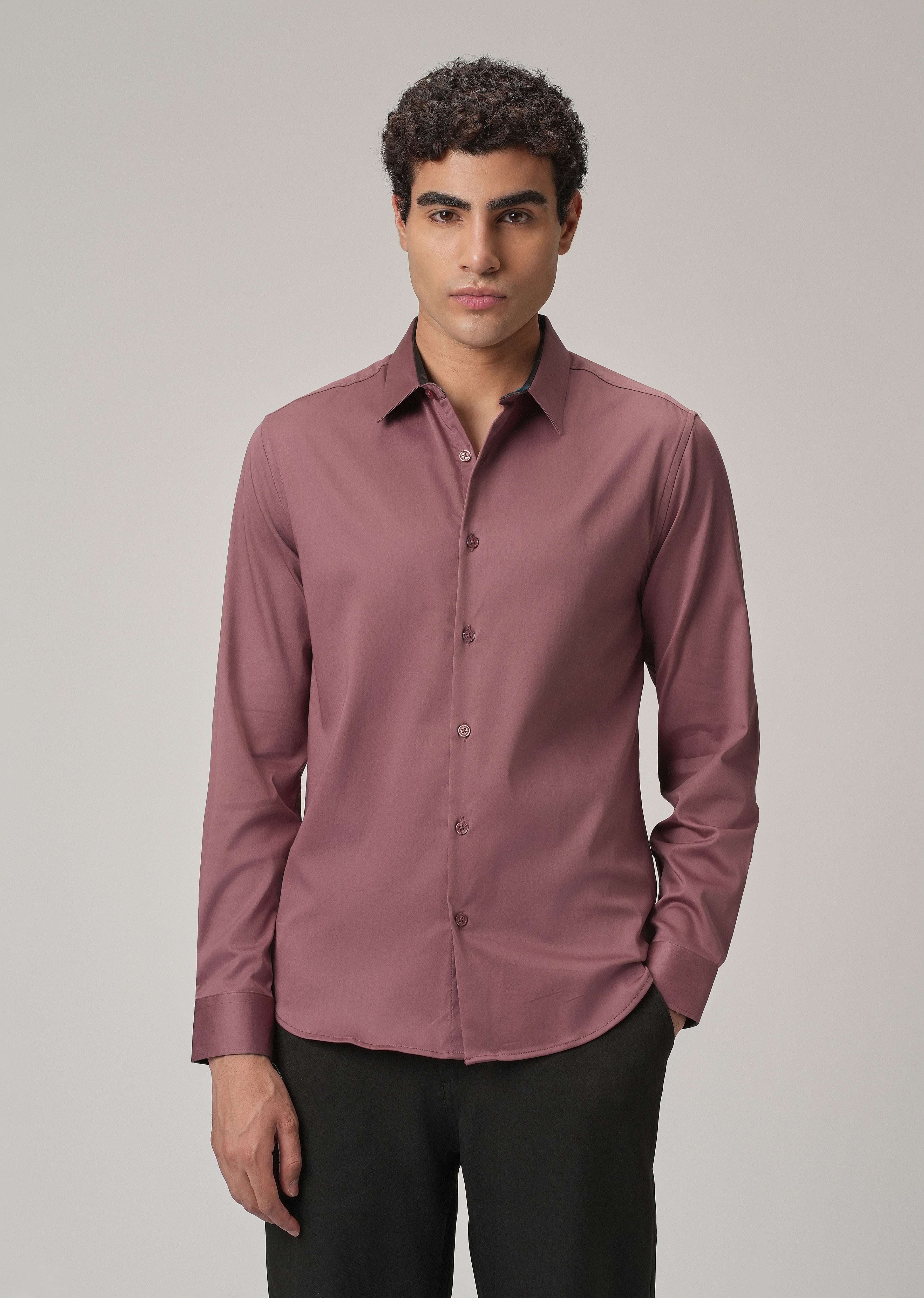 Mauve Pink Printed Cuff Shirt