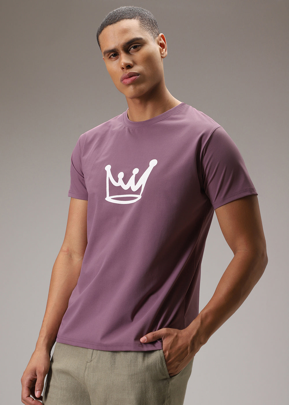 Mauve Pink Printed T-Shirt