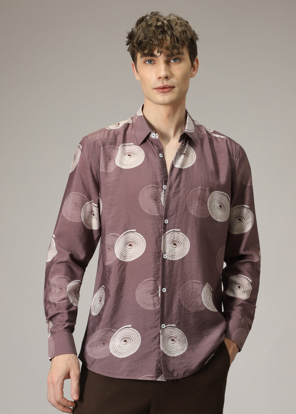 Mauve Pink Spiral Print Shirt