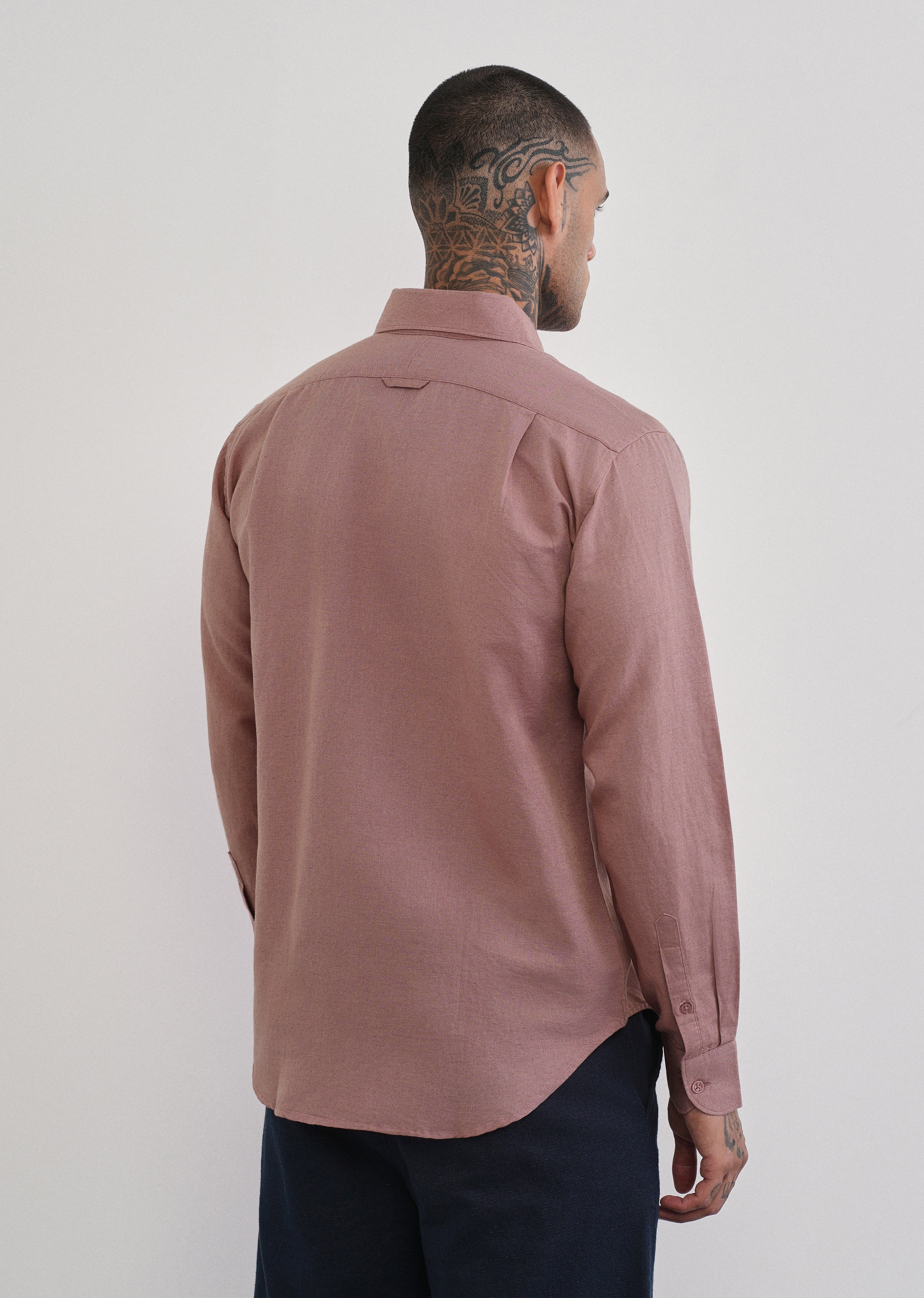 Mauve Plain Cotton Linen Shirt