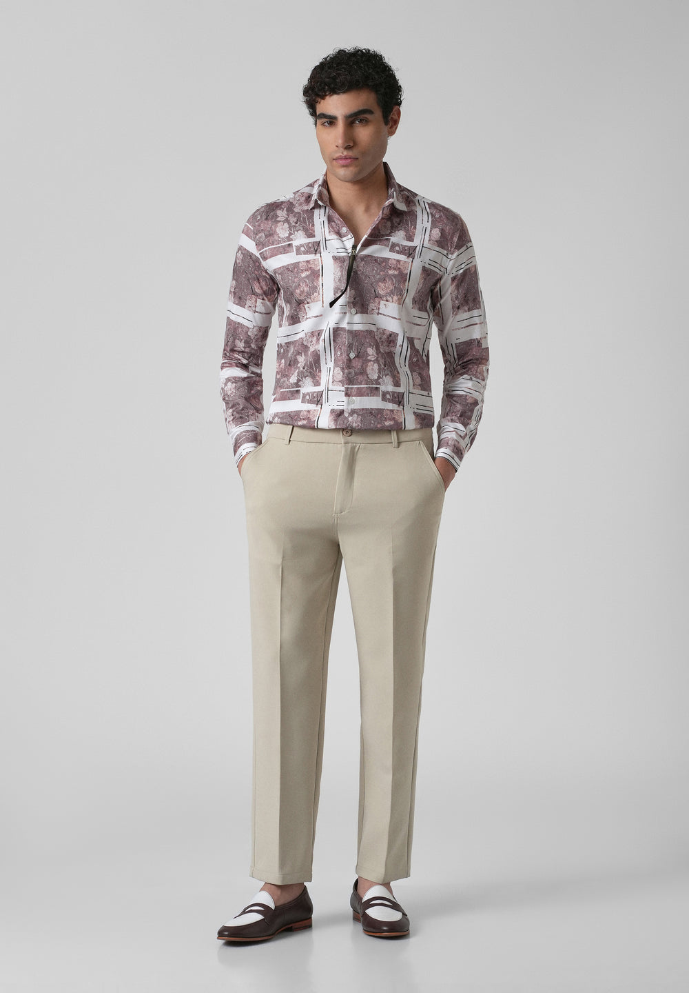 Mauve Printed Full-Sleeves Shirt