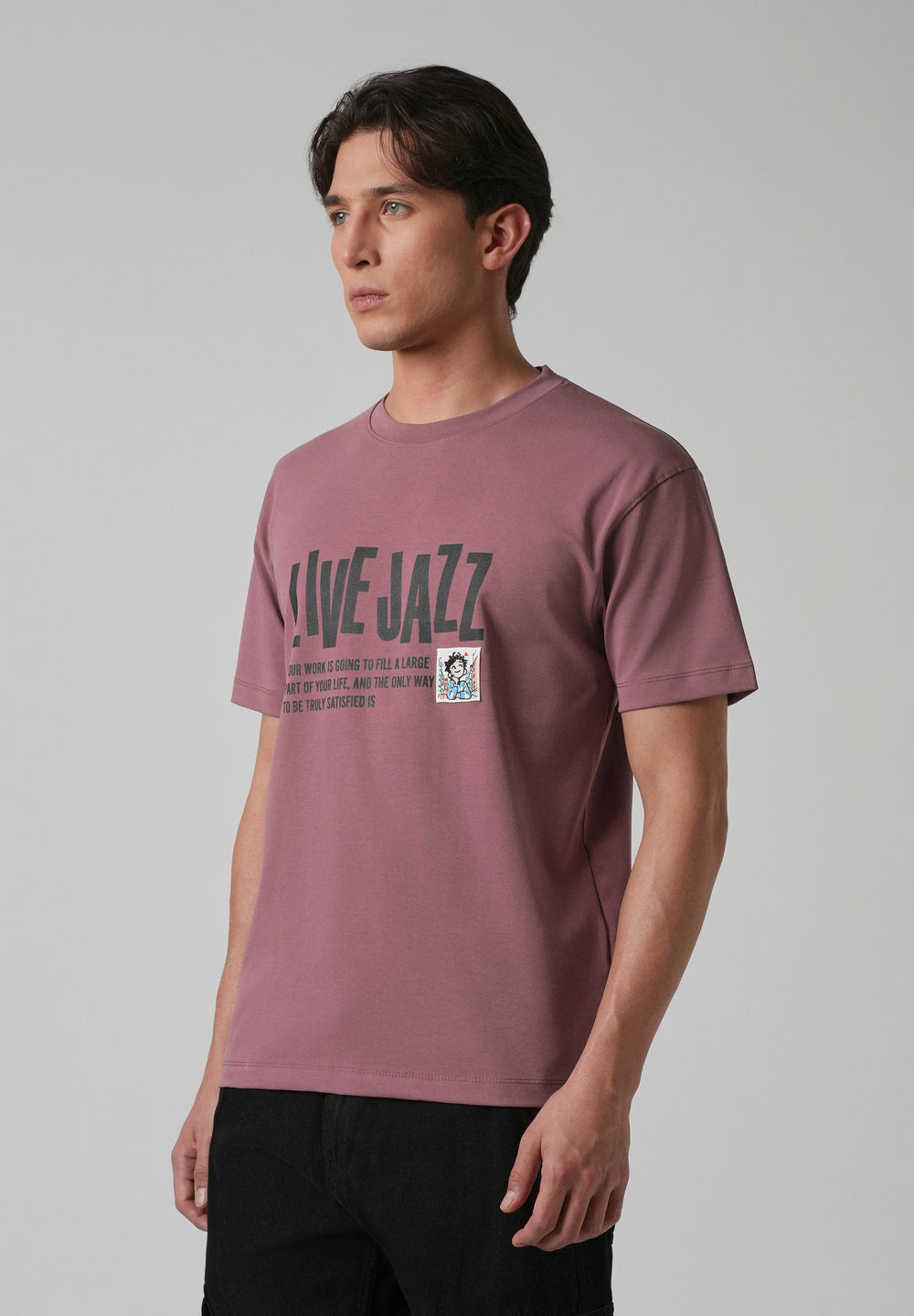 Mauve Printed Slim Fit T-shirt