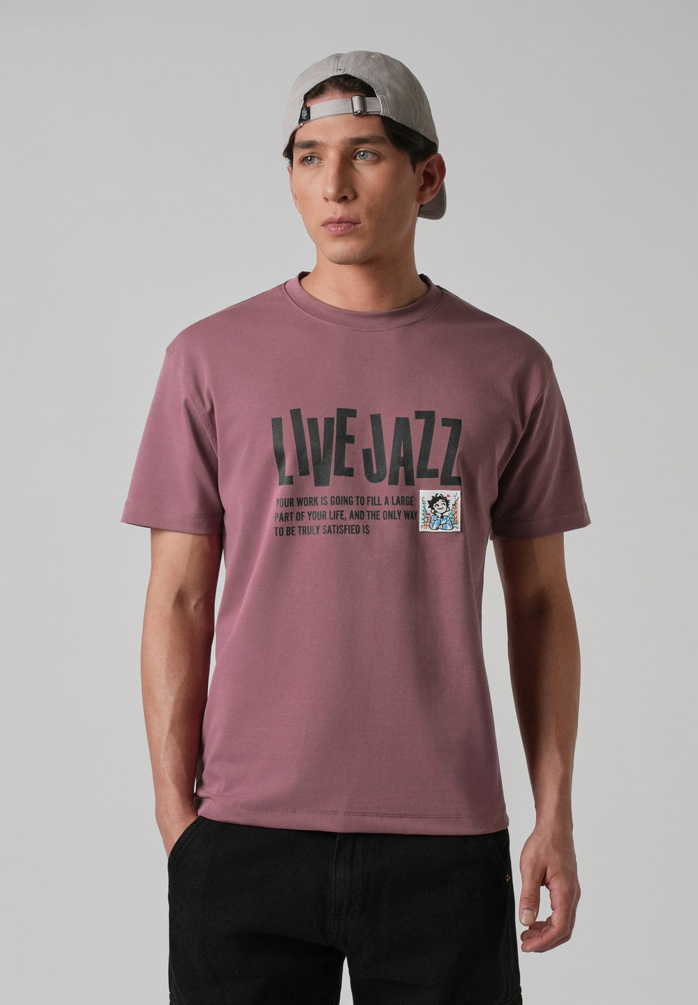 Mauve Printed Slim Fit T-shirt