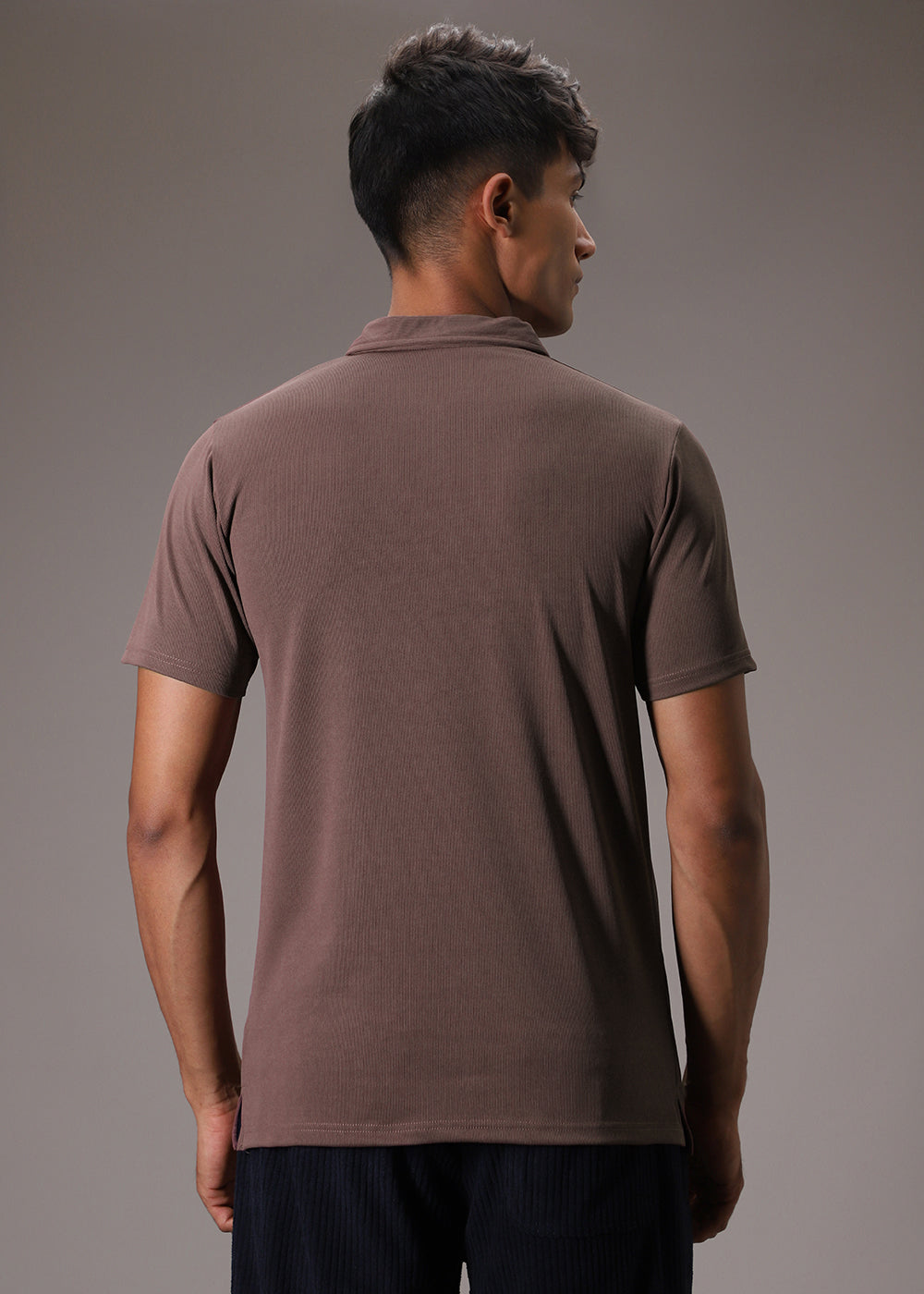 Mauve Ribbed Polo T-shirt