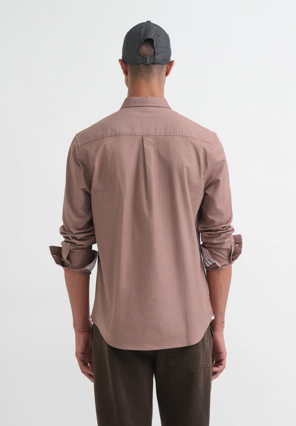 Mauve Striped Placket Cotton Shirt