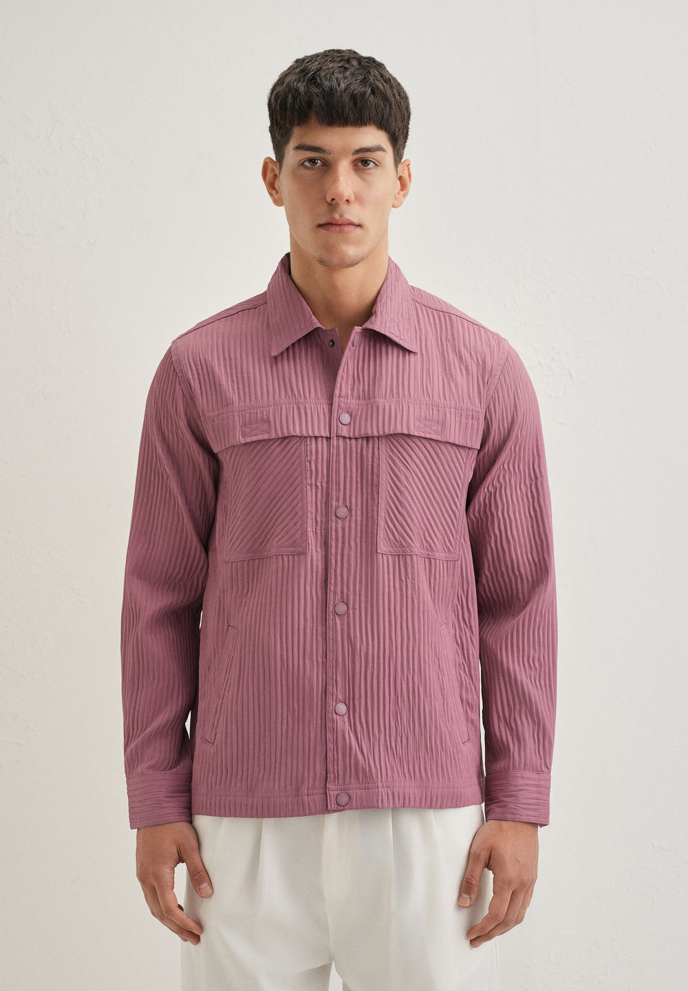 Mauve Textured Utility Shacket