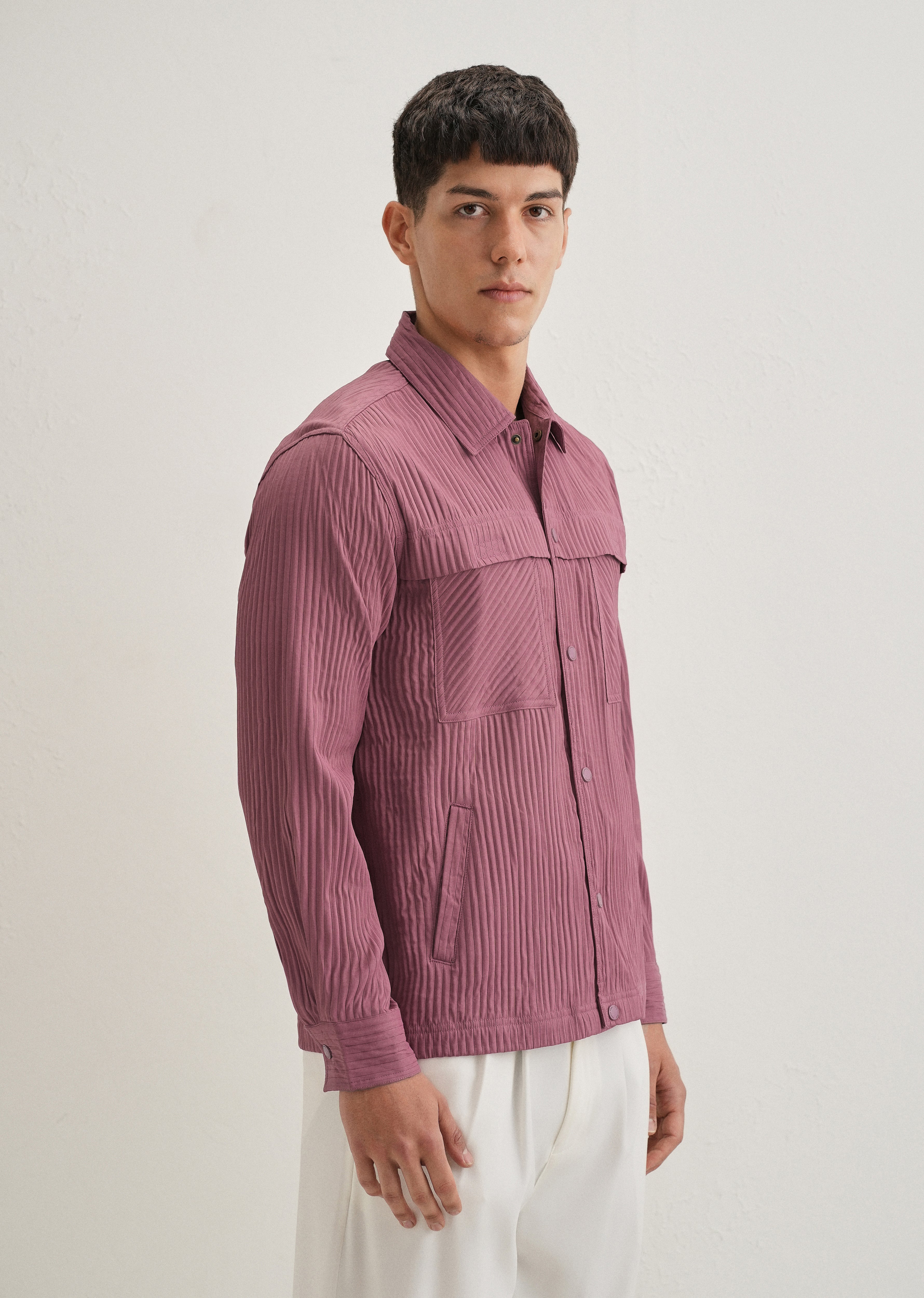 Mauve Textured Utility Shacket