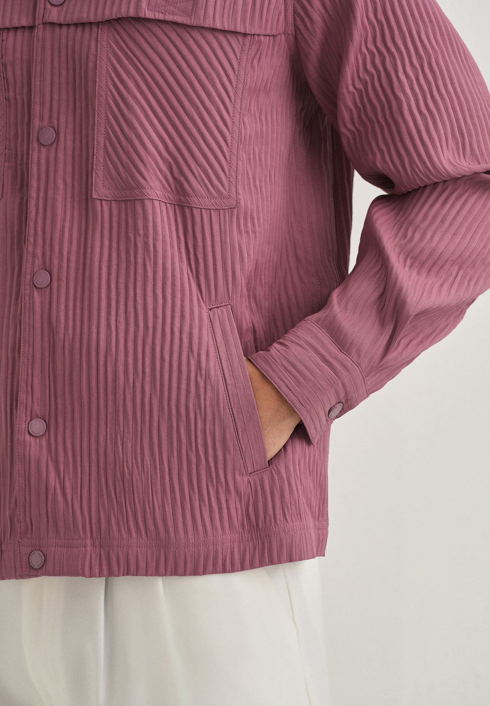 Mauve Textured Utility Shacket