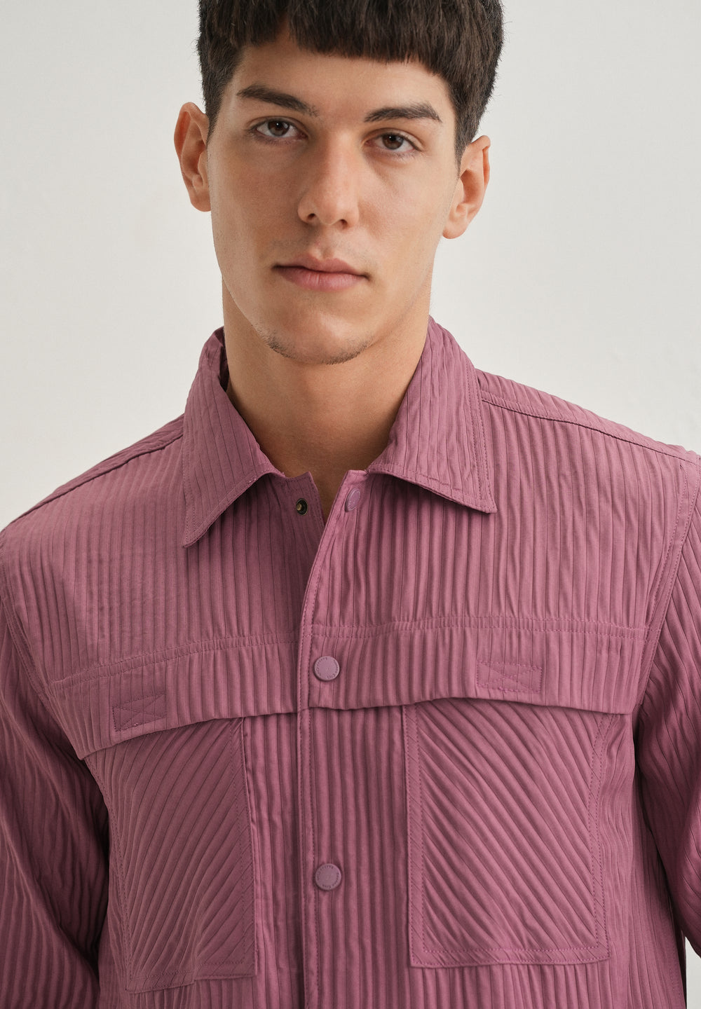 Mauve Textured Utility Shacket