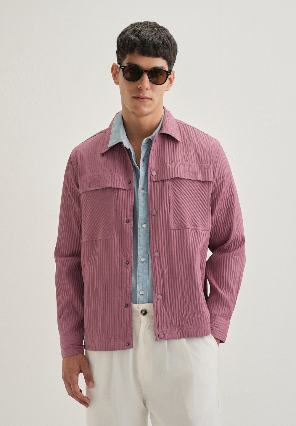 Mauve Textured Utility Shacket