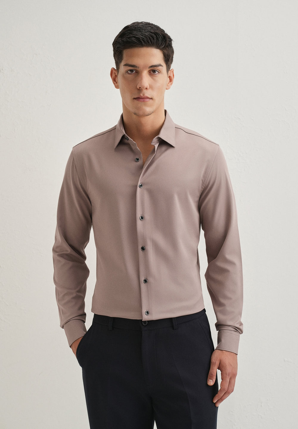 Mauve Wrinkle Free Stitchless Placket Shirt