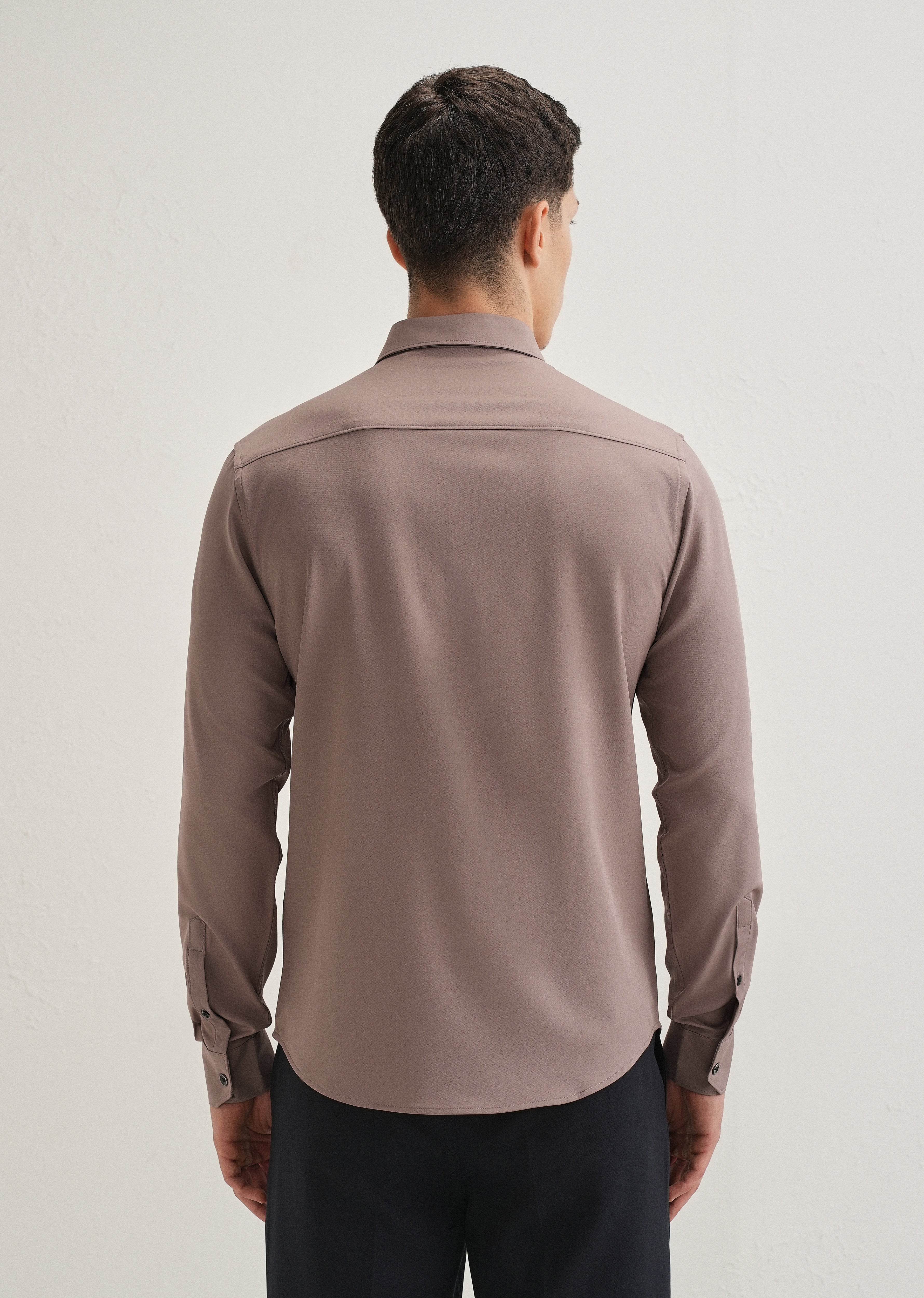 Mauve Wrinkle Free Stitchless Placket Shirt