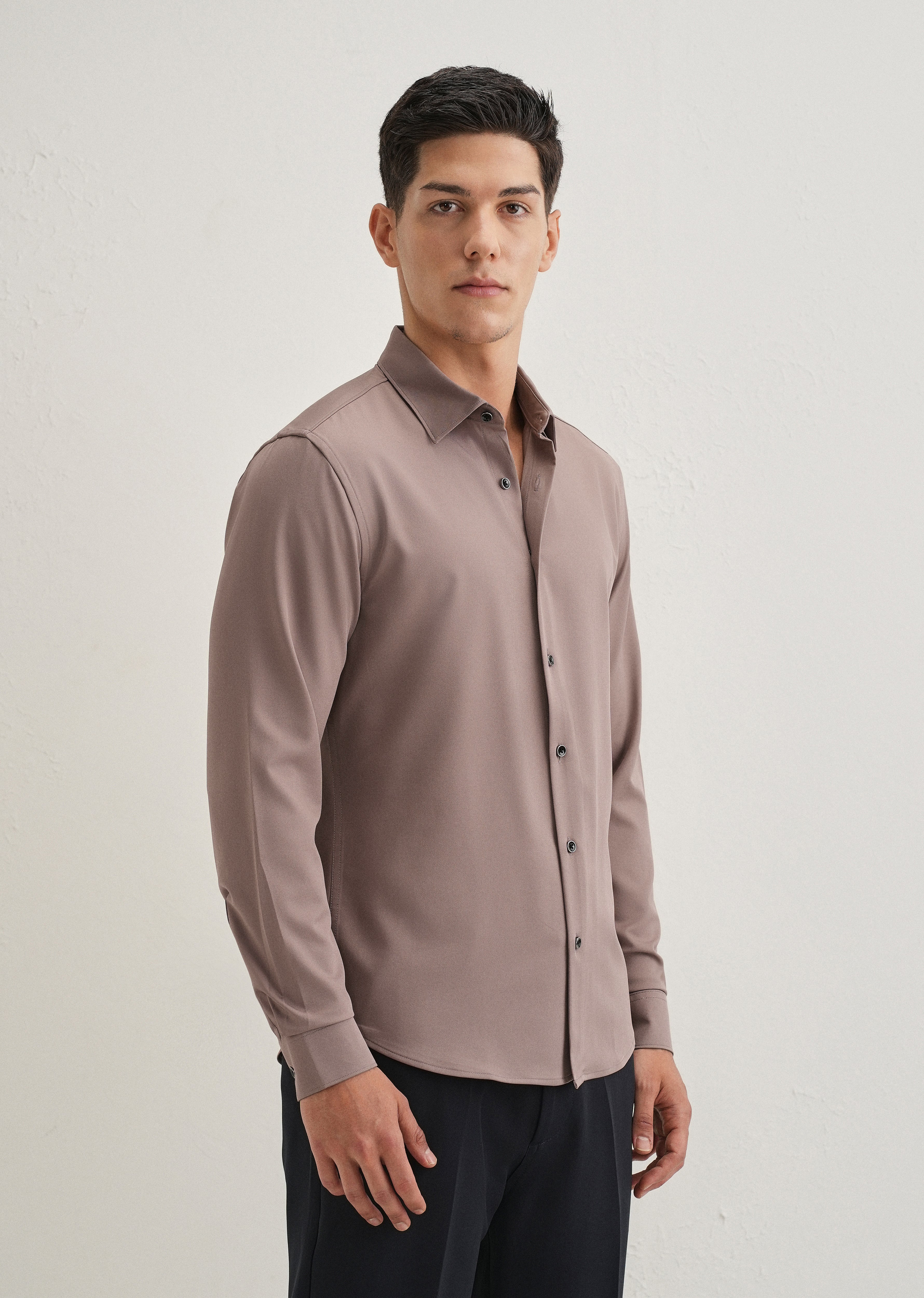 Mauve Wrinkle Free Stitchless Placket Shirt