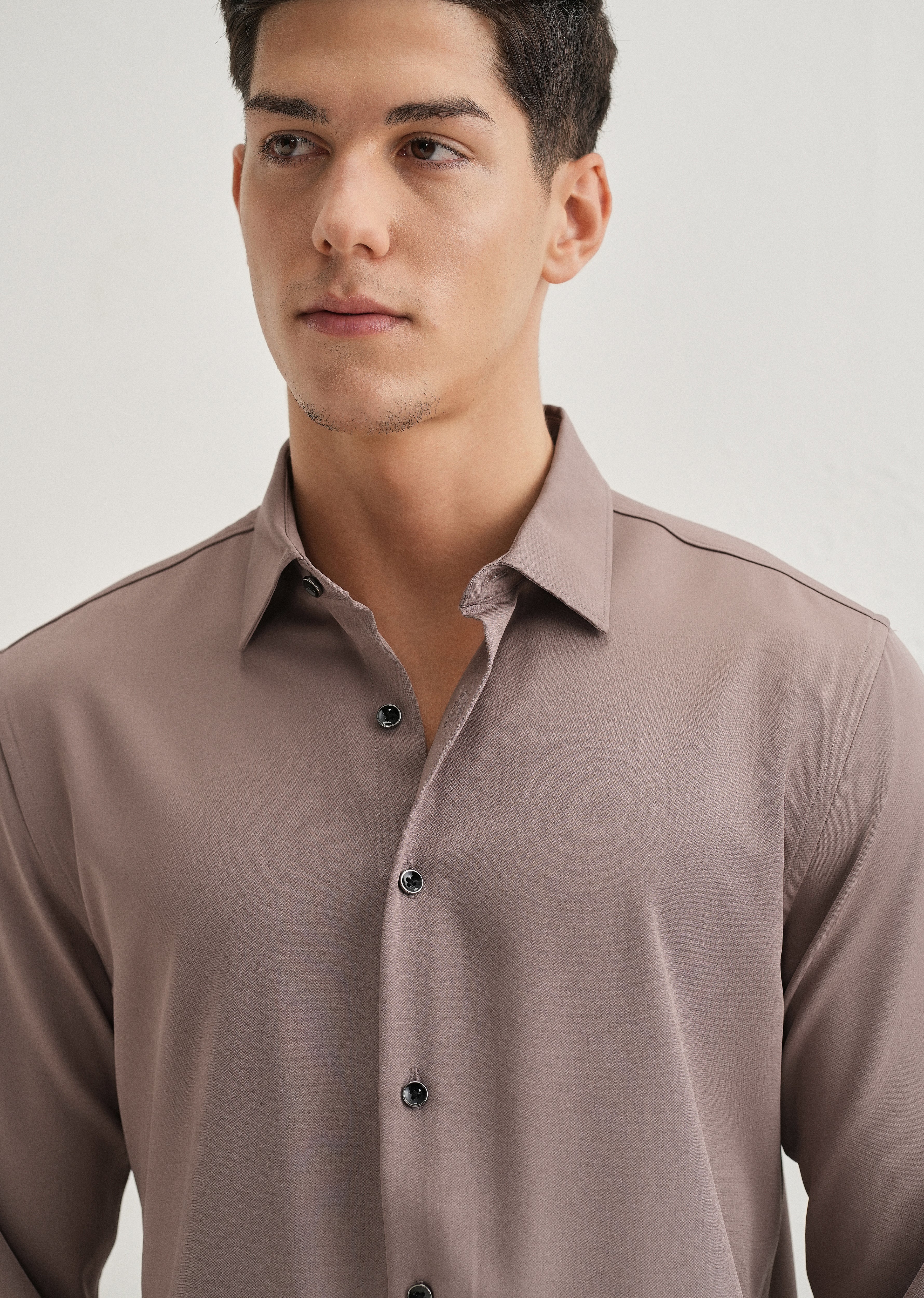 Mauve Wrinkle Free Stitchless Placket Shirt