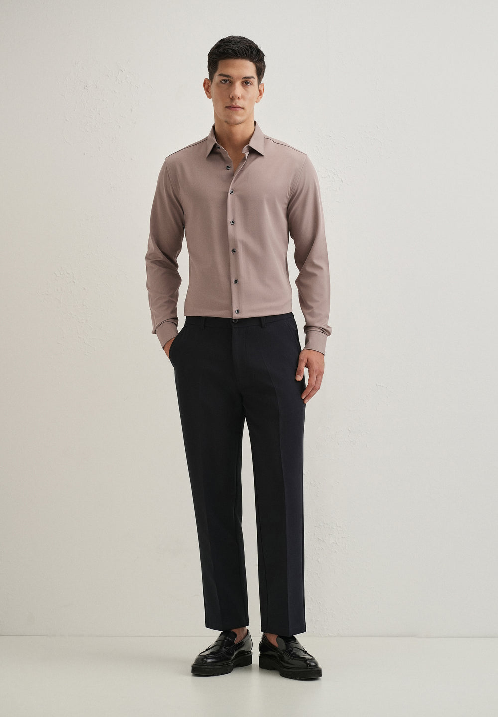 Mauve Wrinkle Free Stitchless Placket Shirt