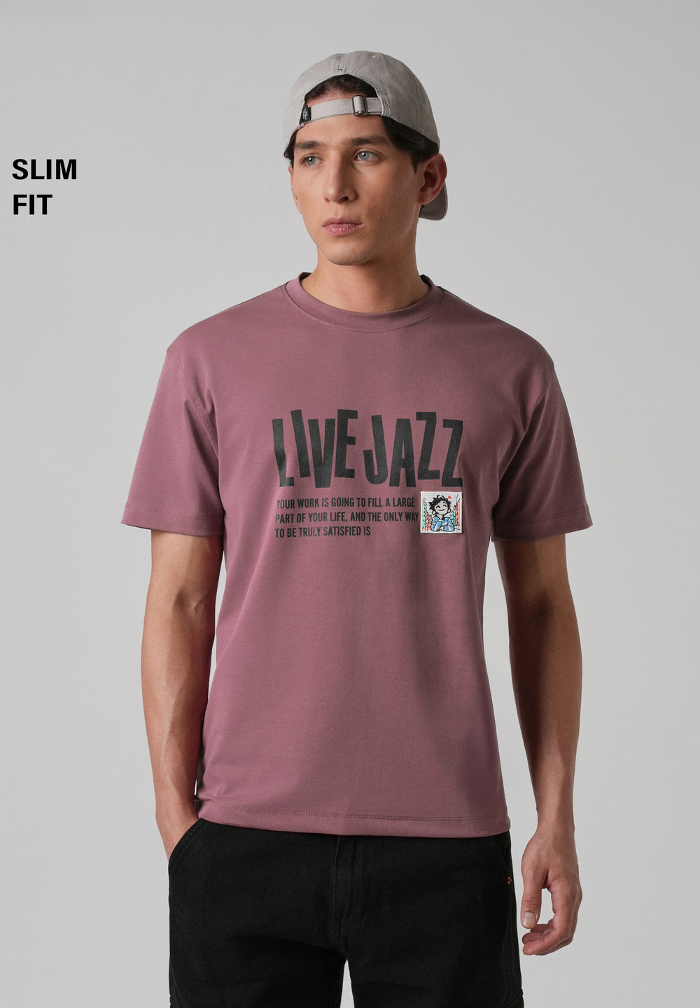 Mauve Printed Slim Fit T-shirt