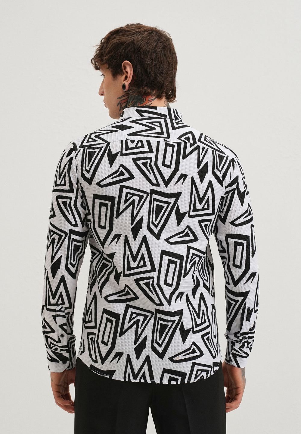 Maze Line Waffle Dobby White Shirt