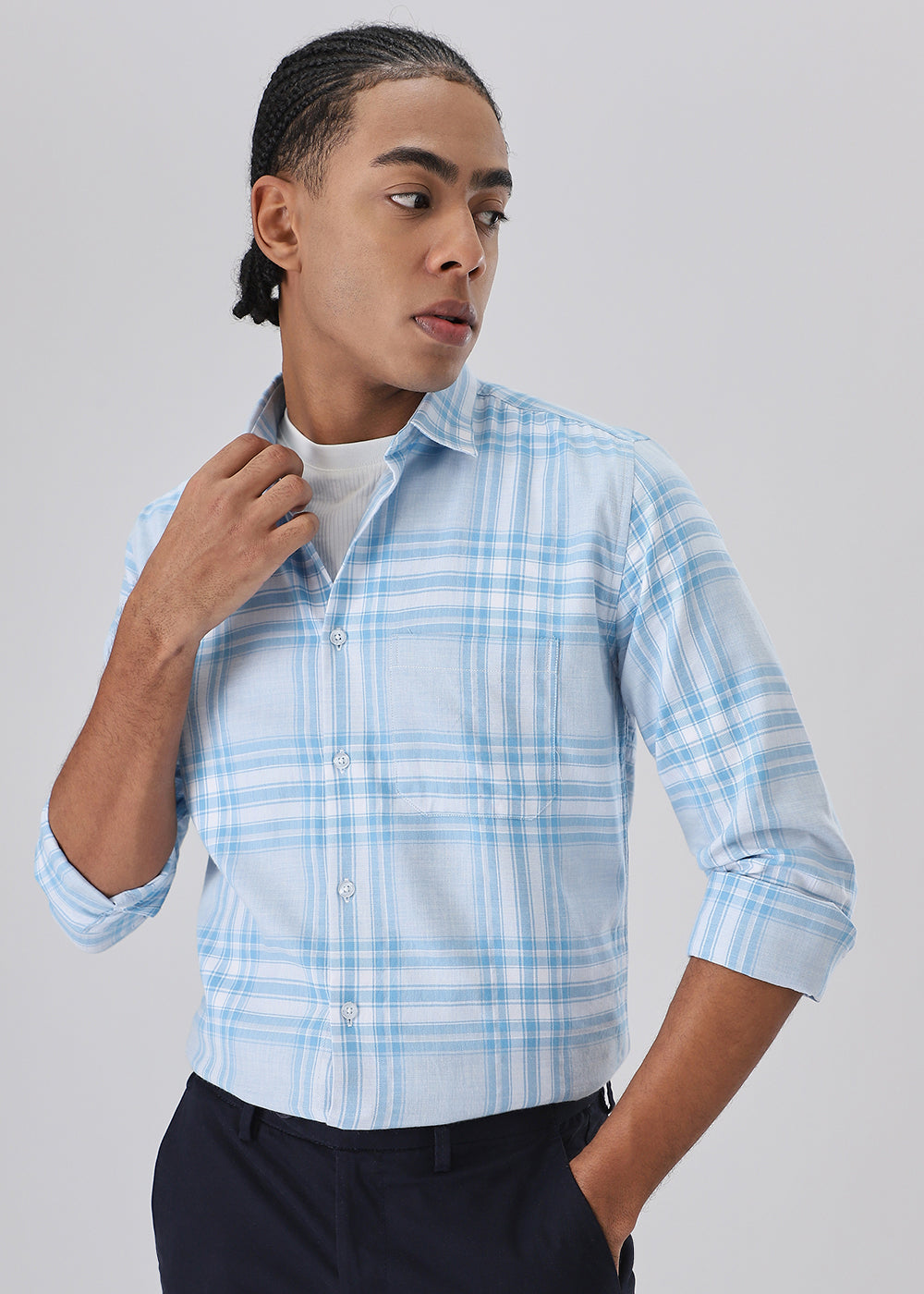 Melange Air Blue Check Shirt