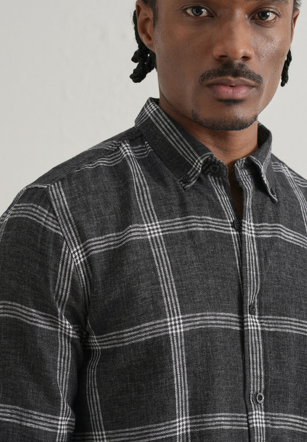 Melange Black Boxed Check Shirt