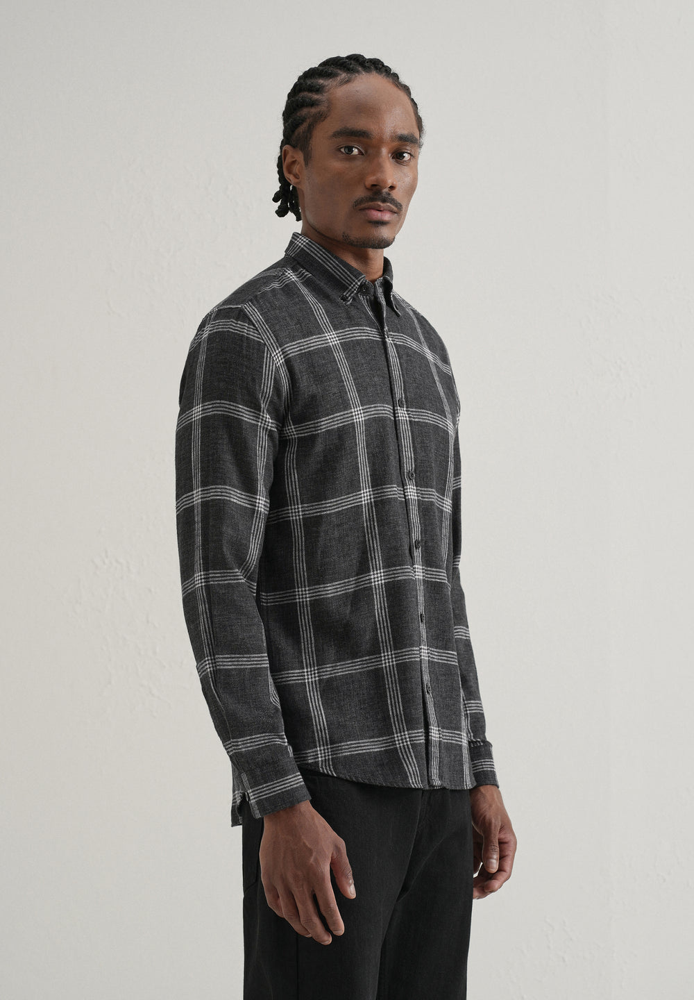 Melange Black Boxed Check Shirt