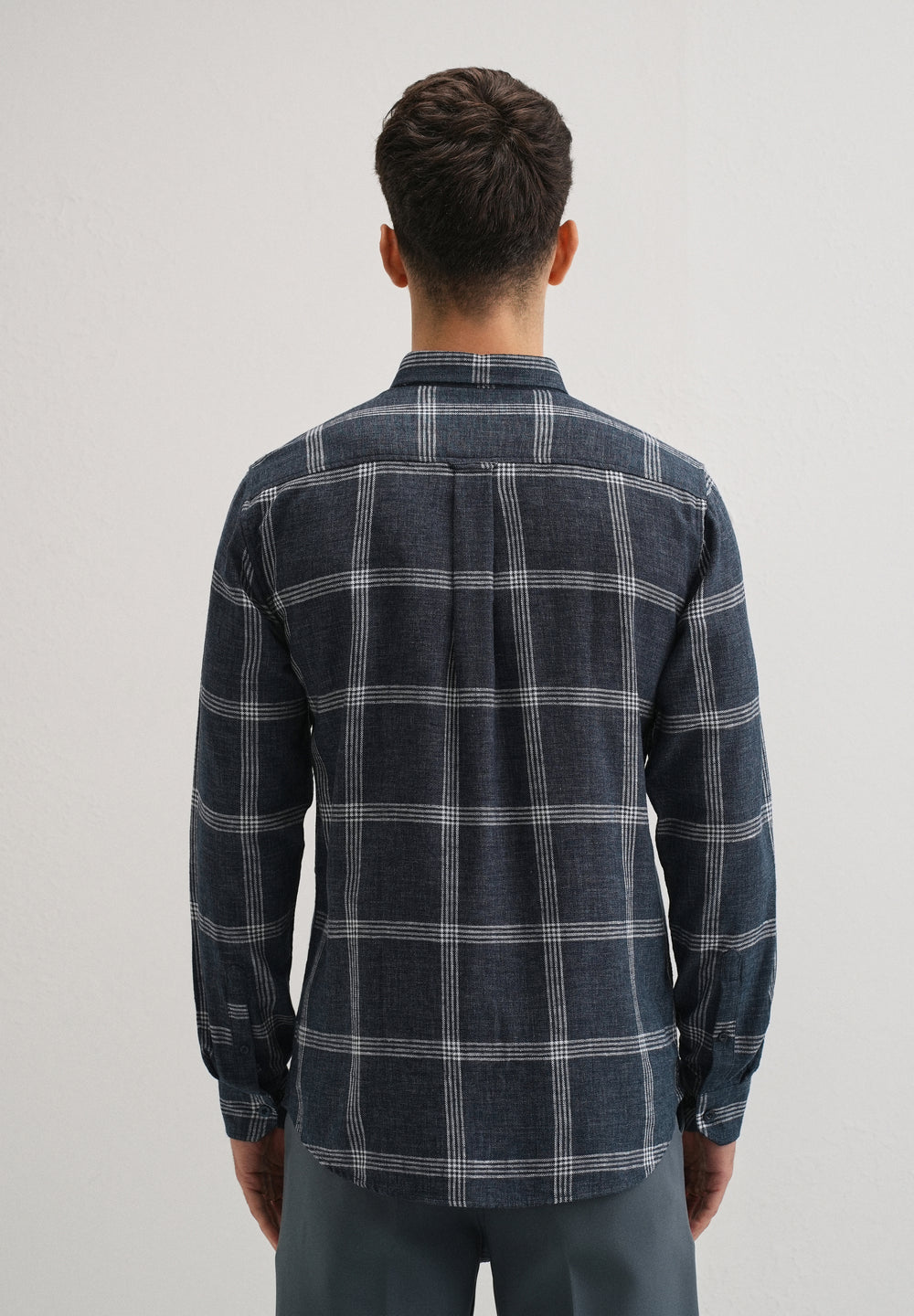 Melange Blue Boxed Check Shirt