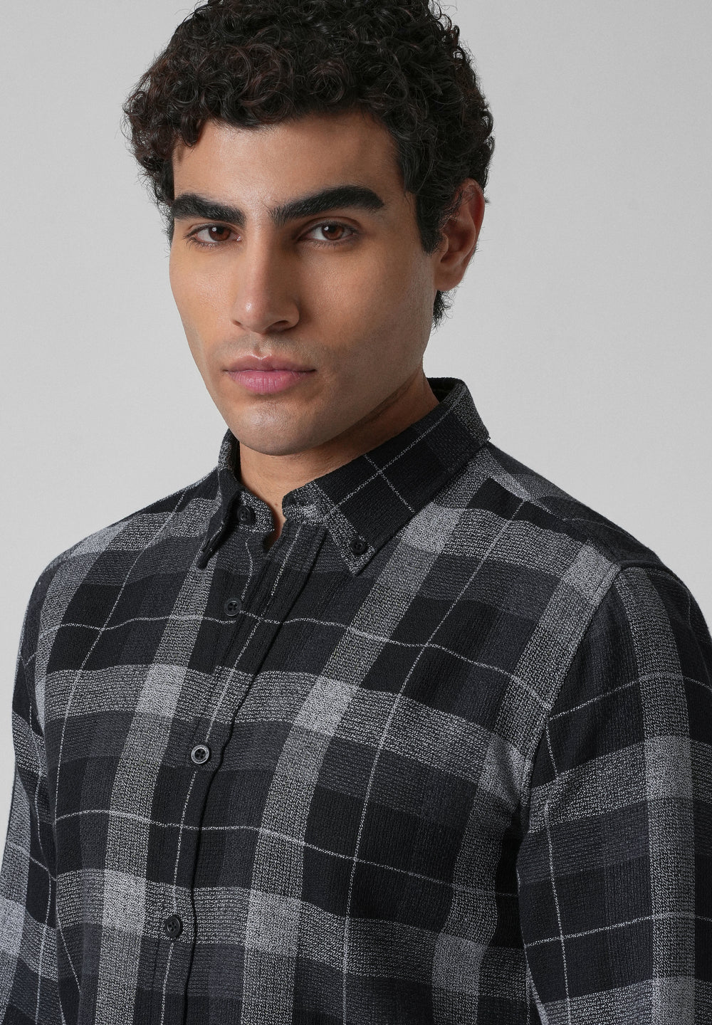 Melange Boldsquare Black Check Shirt
