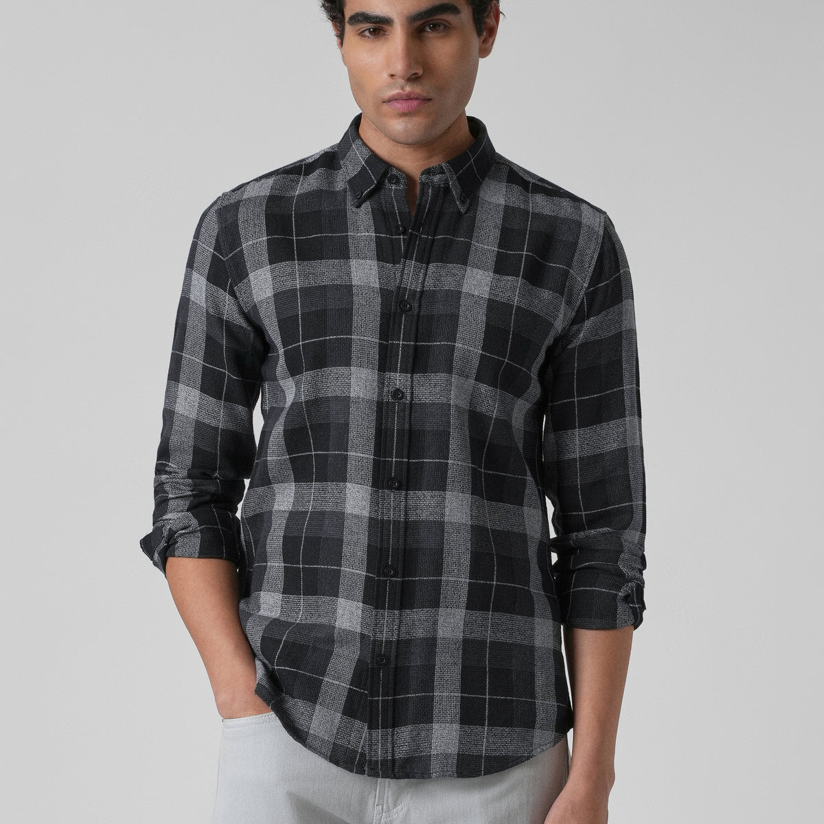 Melange Boldsquare Black Check Shirt