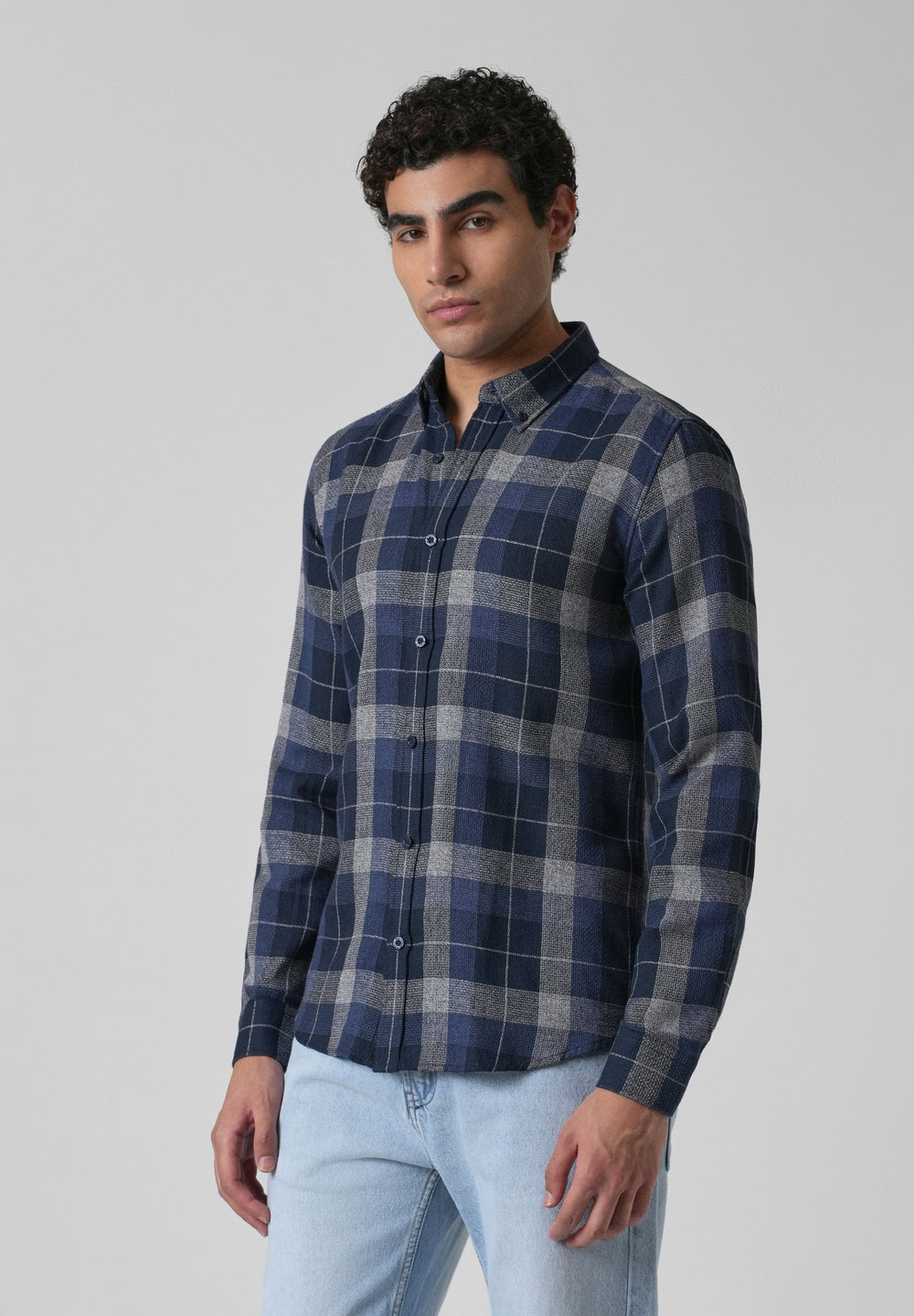 Melange Boldsquare Blue Check Shirt