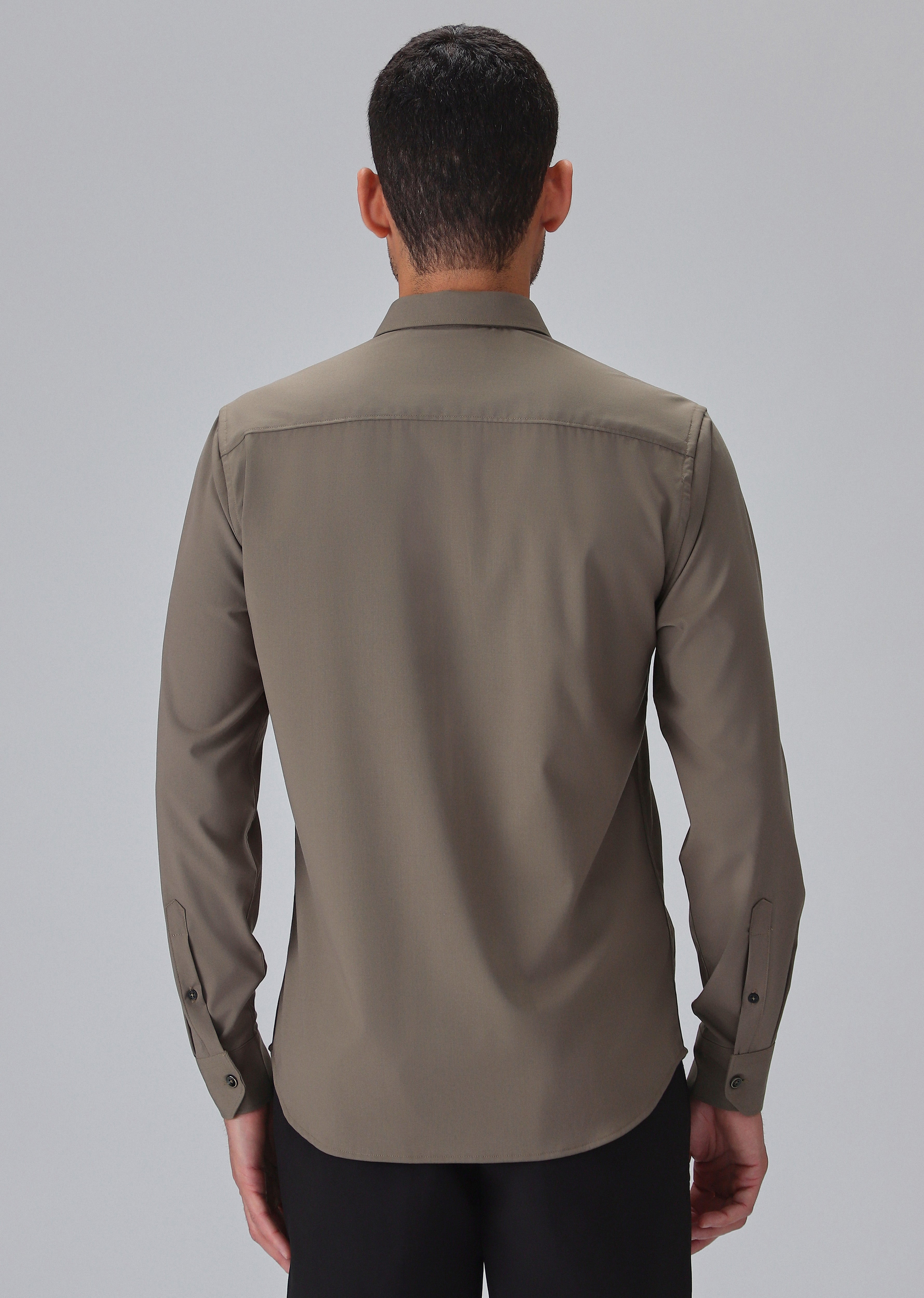 Melange Brown Plain Wrinkle Free Shirt