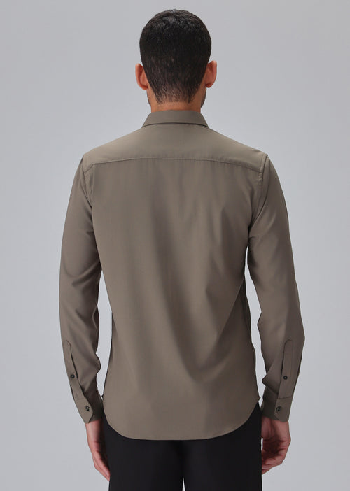 Melange Brown Plain Wrinkle Free Shirt