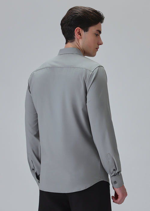 Melange Cloud Grey Plain Wrinkle Free Shirt