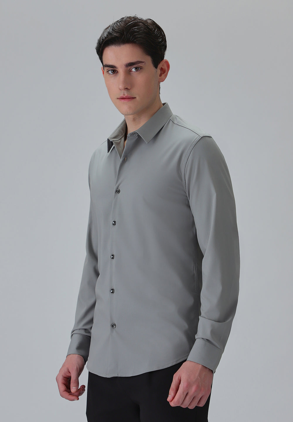 Melange Cloud Grey Plain Wrinkle Free Shirt