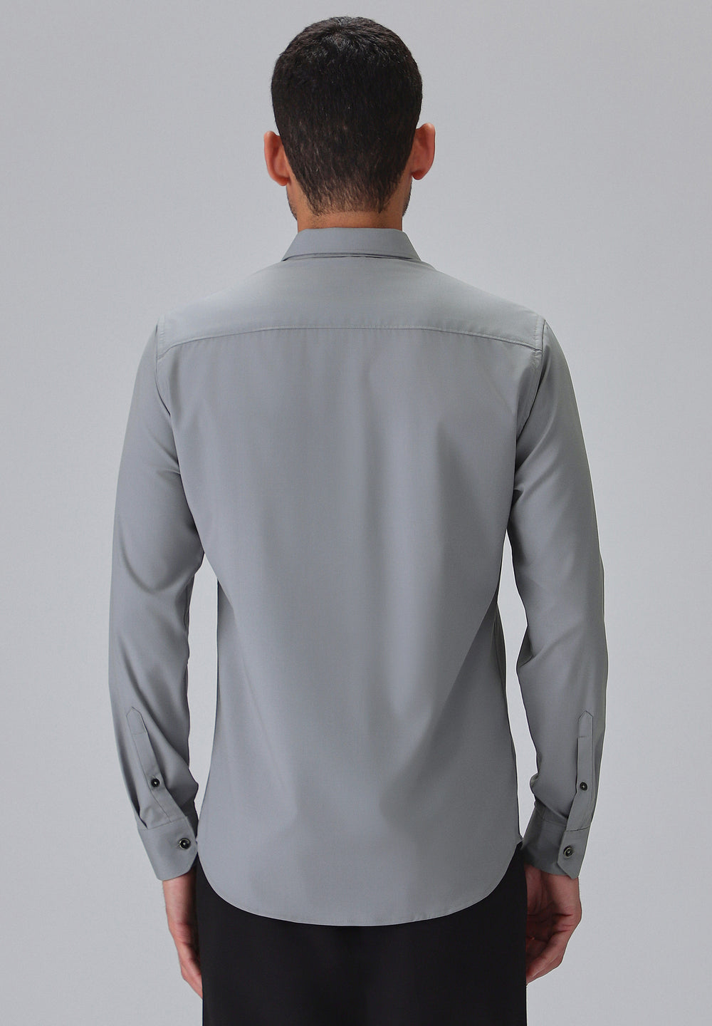 Melange Dark Grey Plain Wrinkle Free Shirt