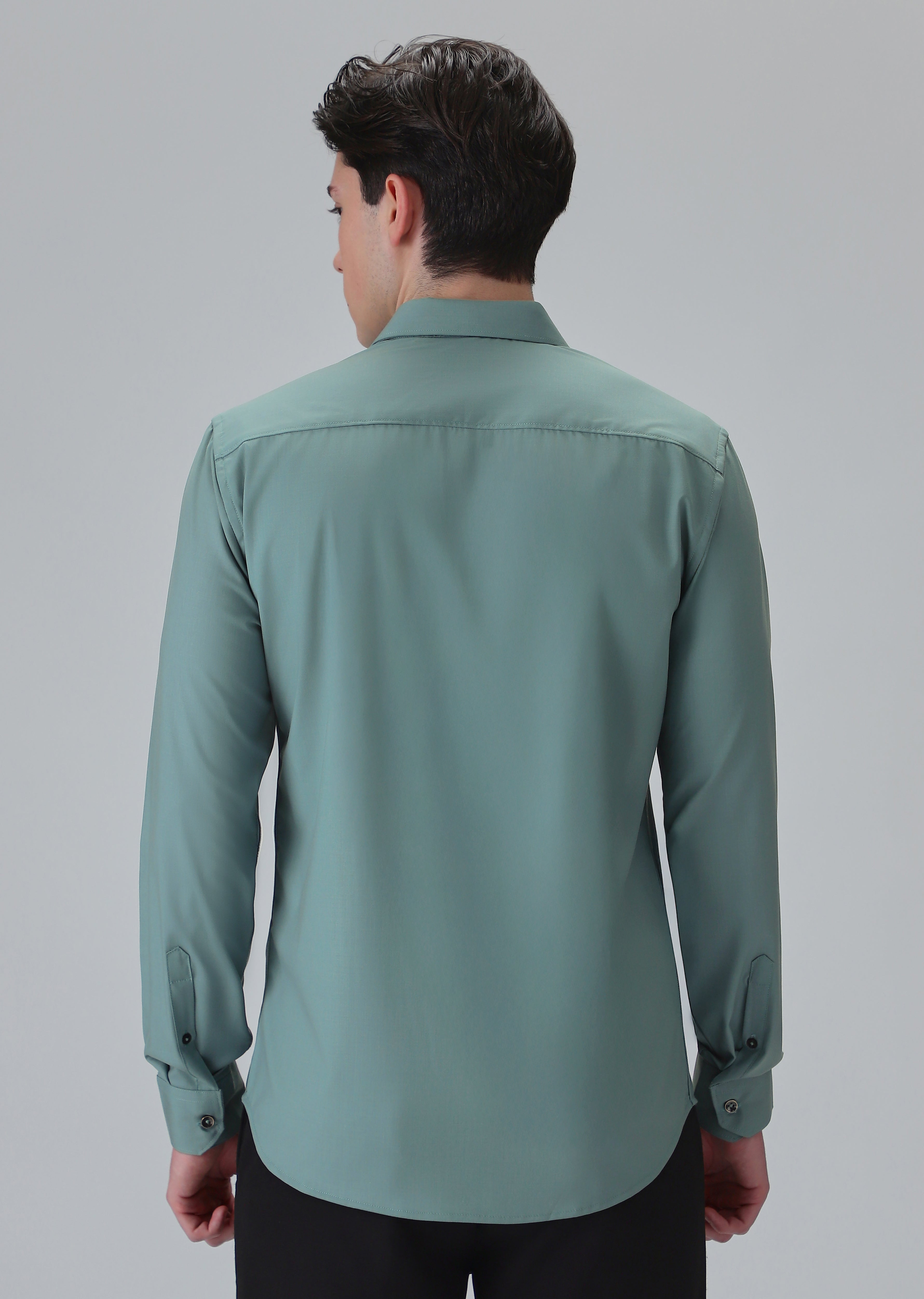 Melange Green Wrinkle Free Shirt