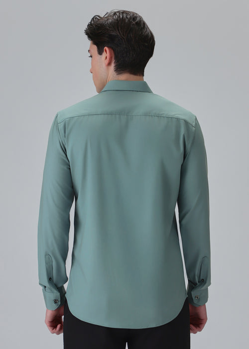 Melange Green Wrinkle Free Shirt