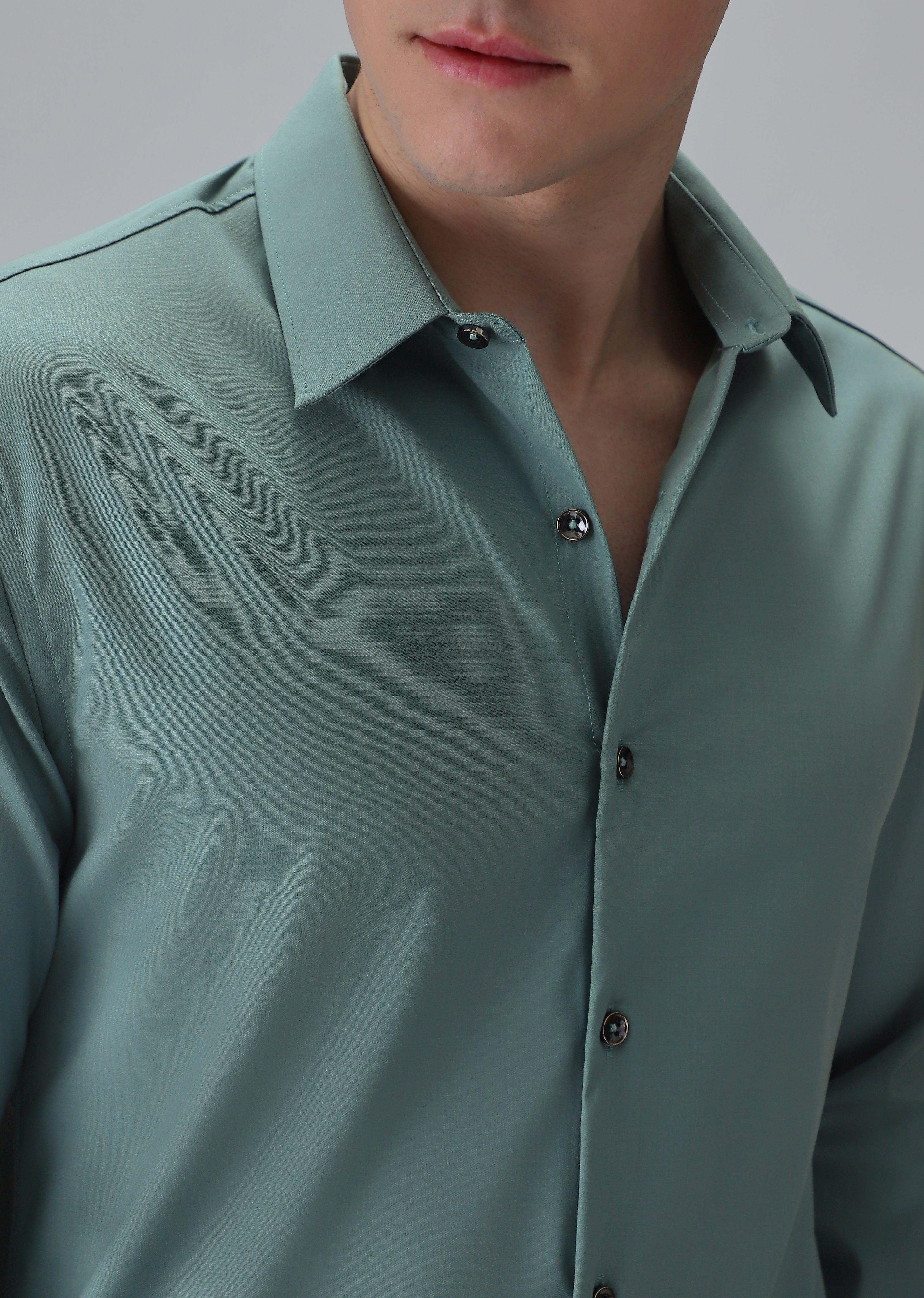 Melange Green Wrinkle Free Shirt