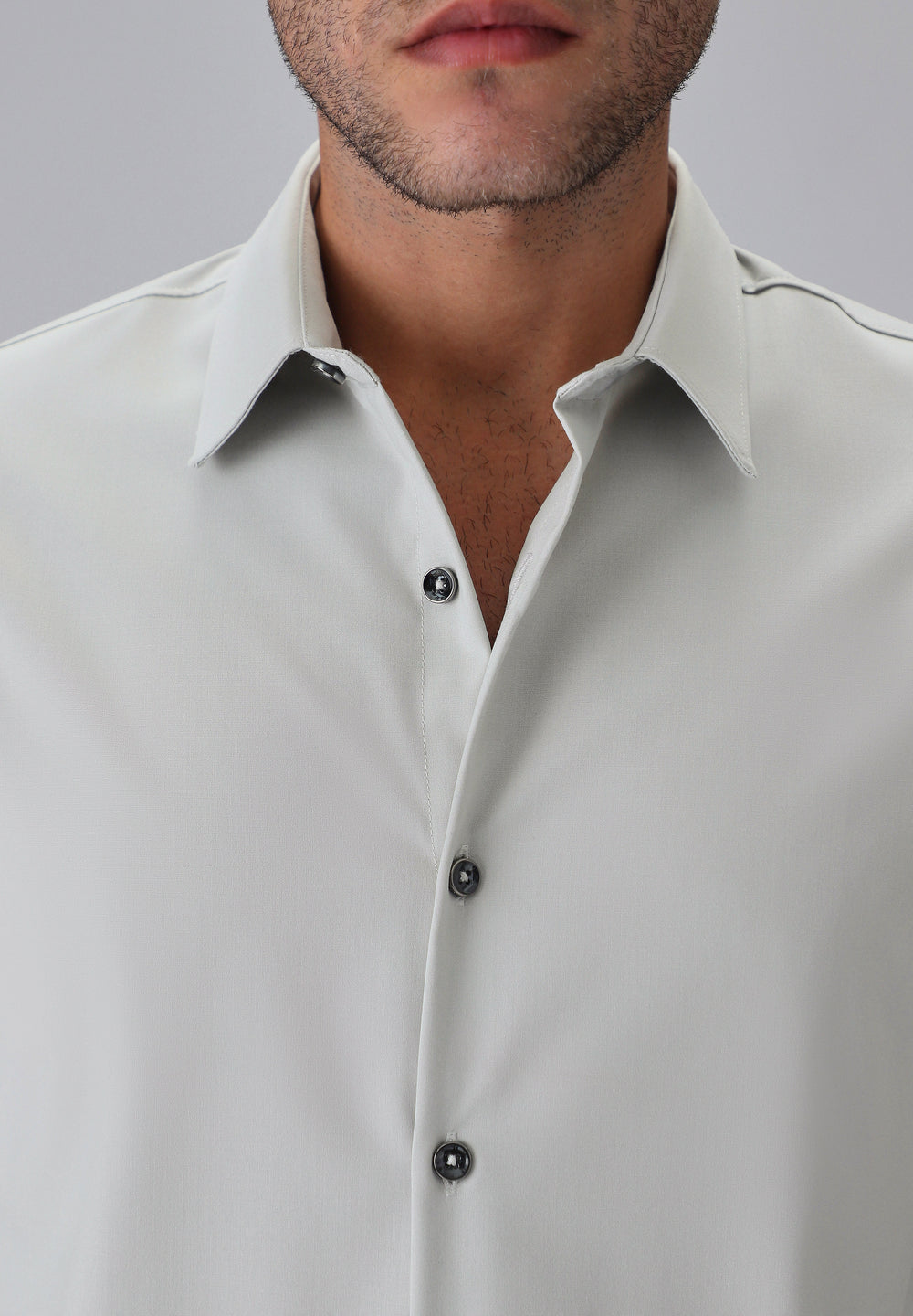 Melange Grey Plain Wrinkle Free Shirt