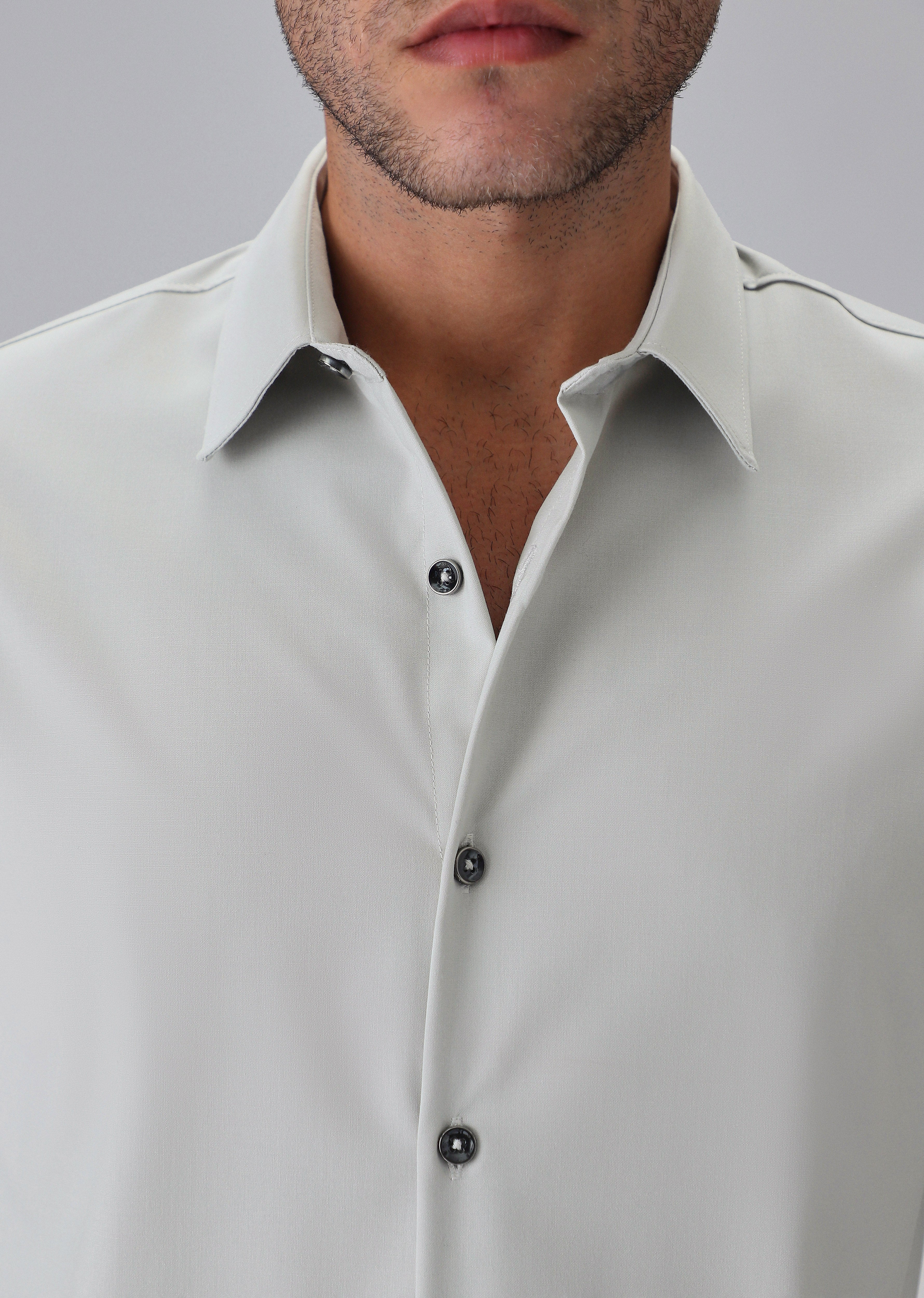 Melange Grey Plain Wrinkle Free Shirt