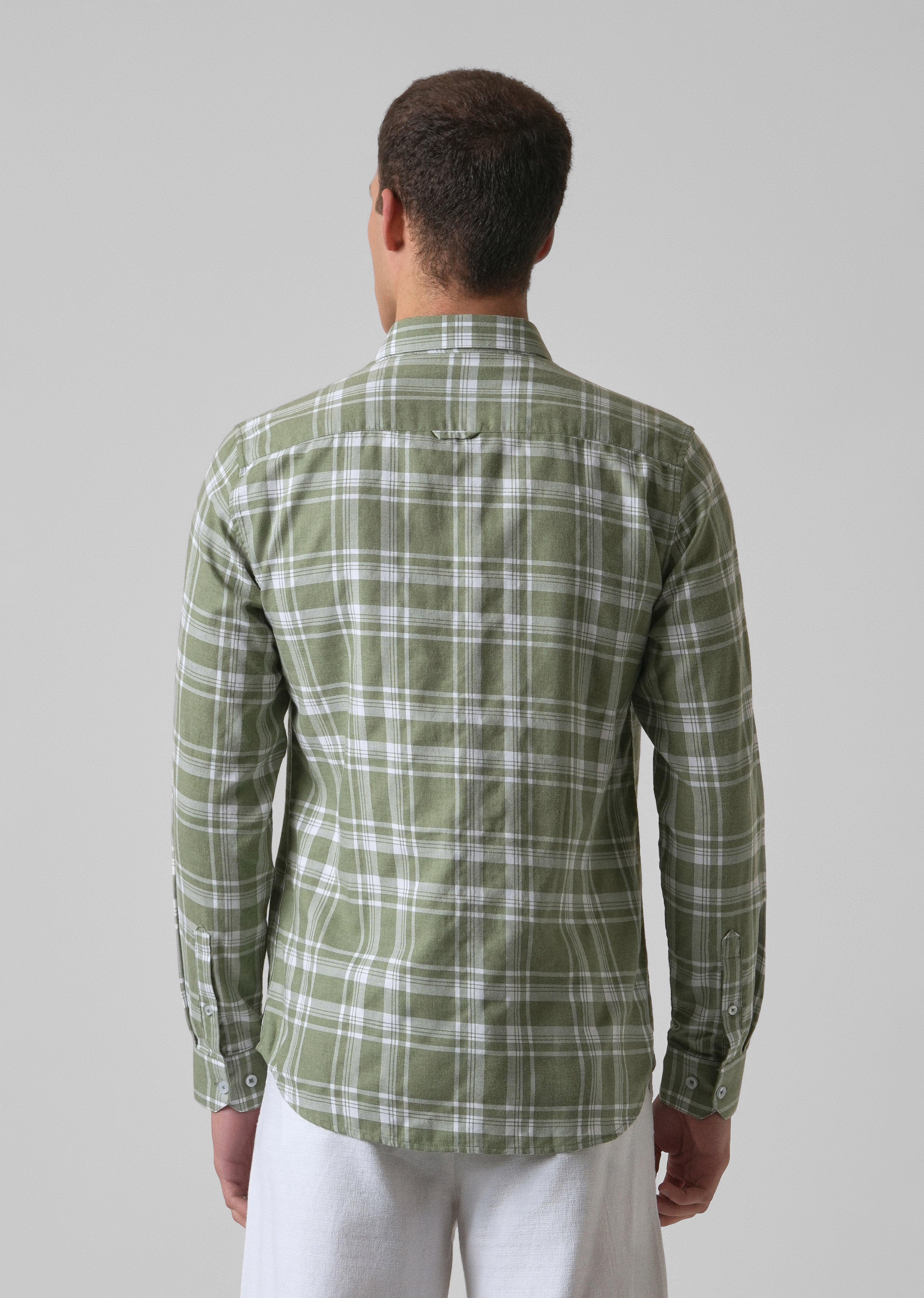 Melange Light Green Check Shirt