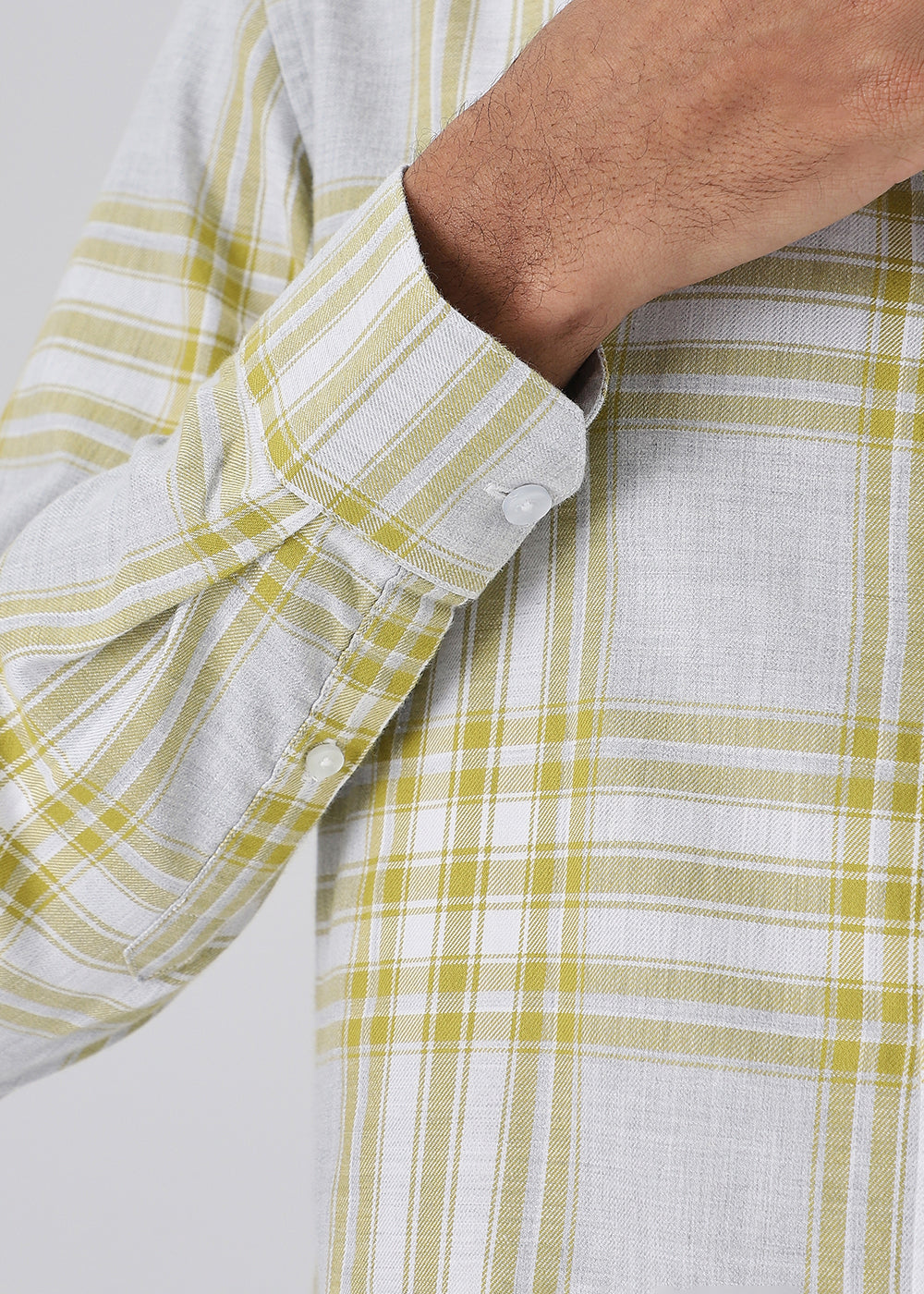 Melange Lime Green Check Shirt