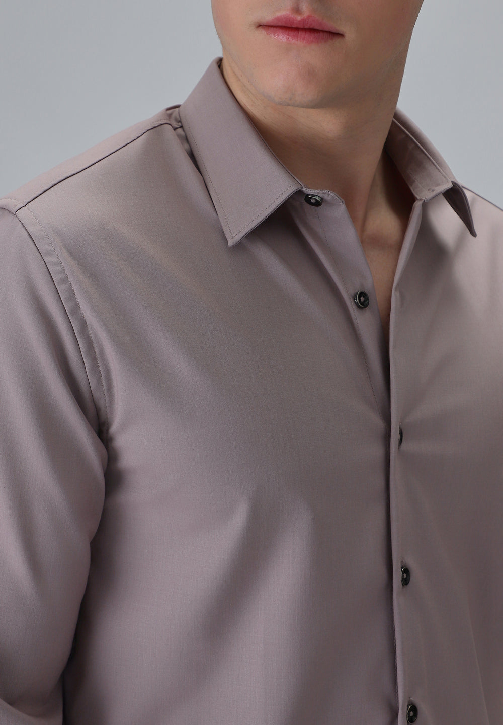 Melange Nude Pink Plain Wrinkle Free Shirt