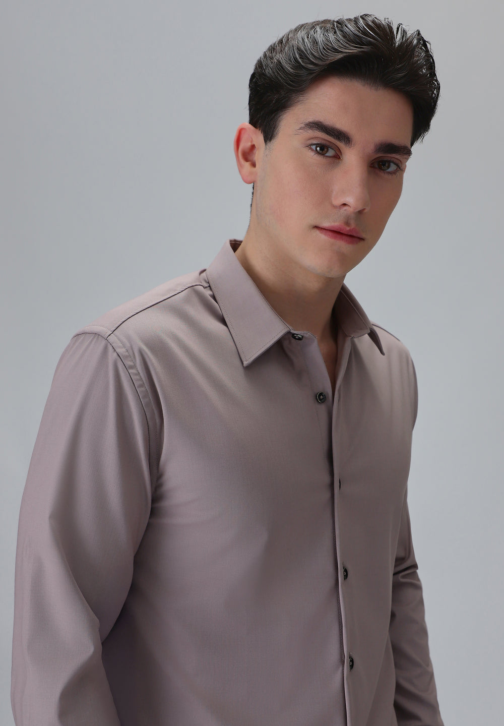 Melange Nude Pink Plain Wrinkle Free Shirt