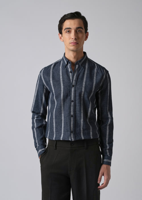 Melange Parallel Blue Stripe shirt