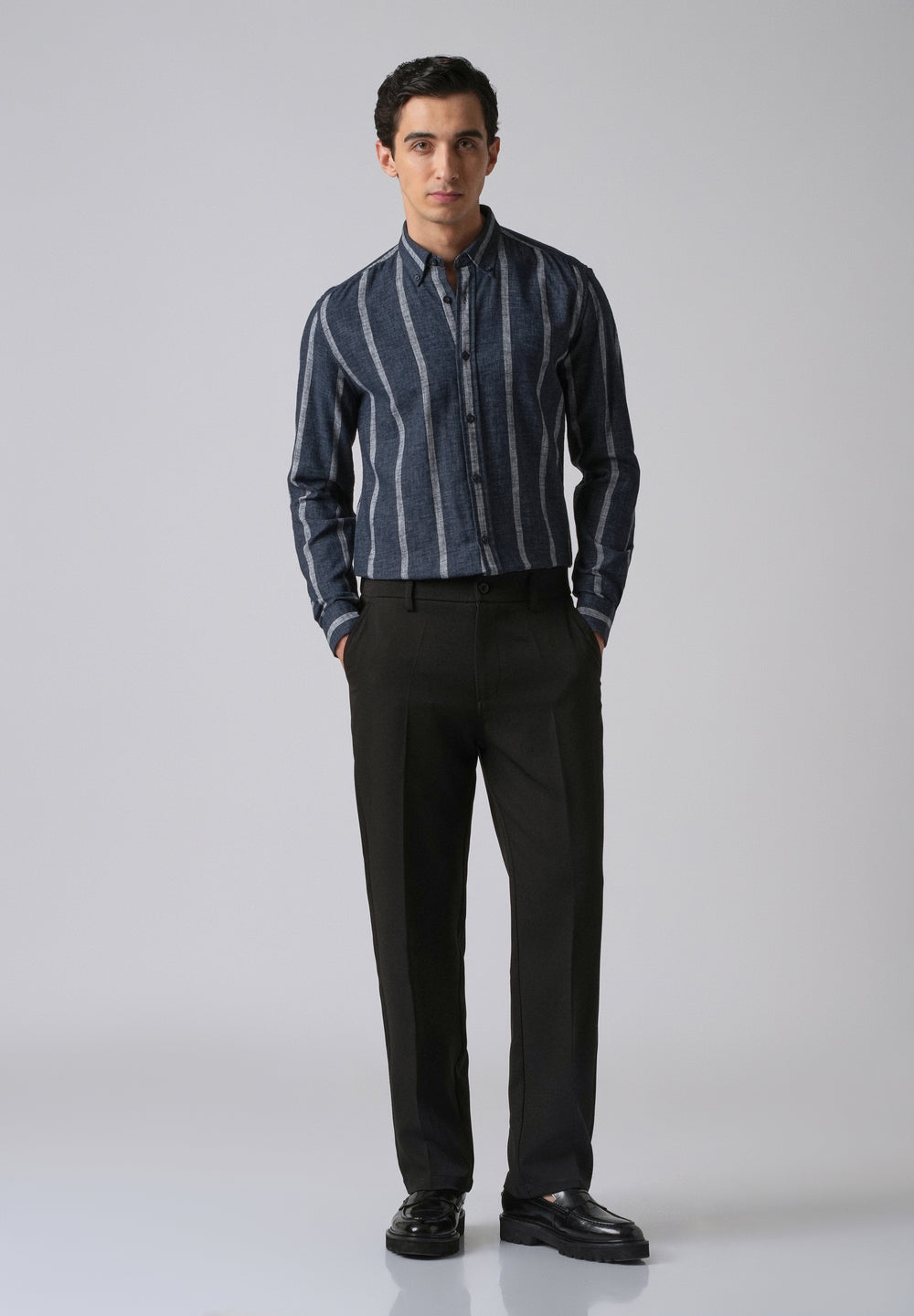 Melange Parallel Blue Stripe Shirt