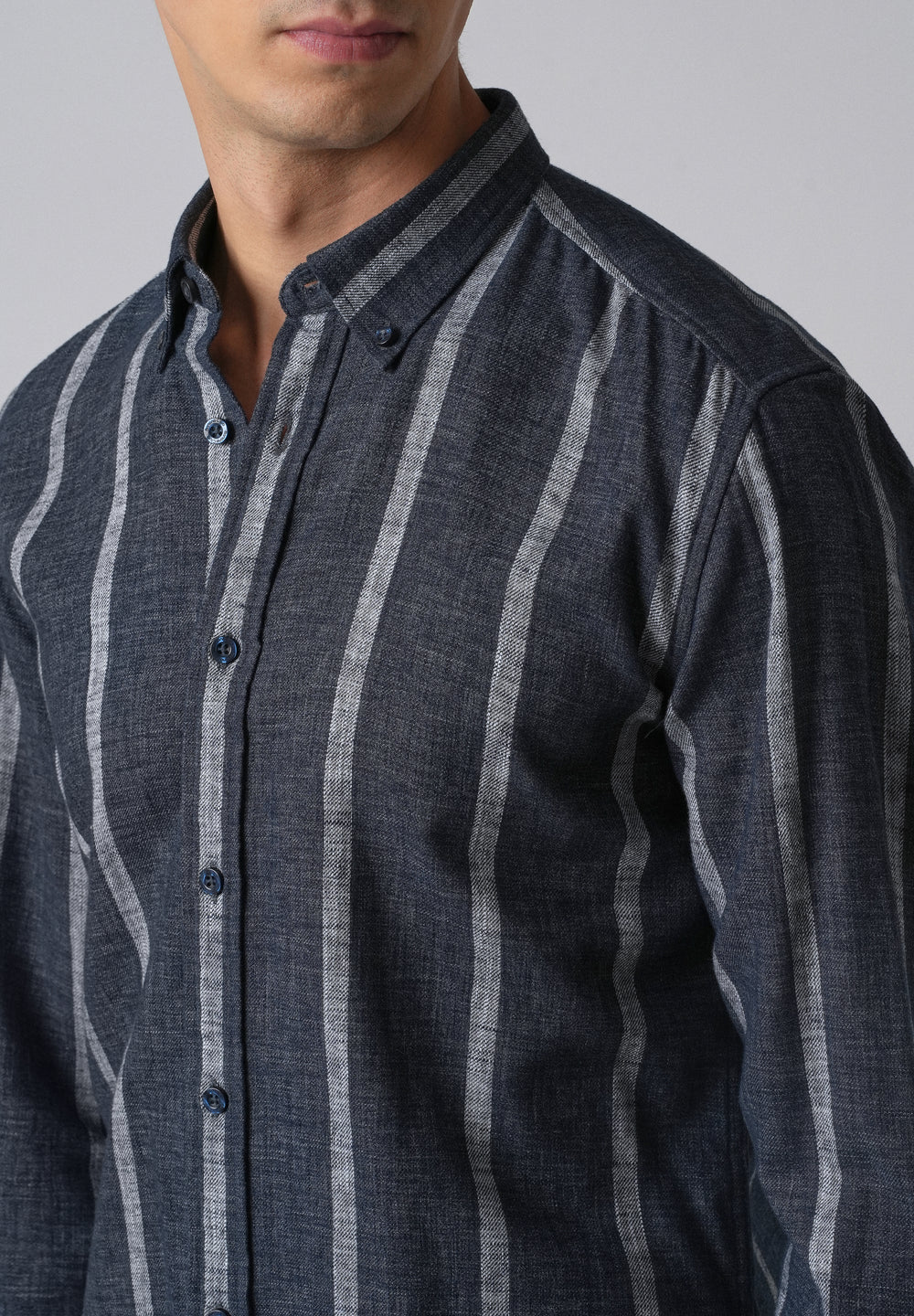Melange Parallel Blue Stripe Shirt
