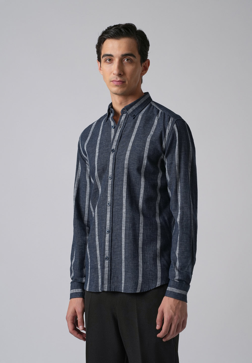 Melange Parallel Blue Stripe Shirt