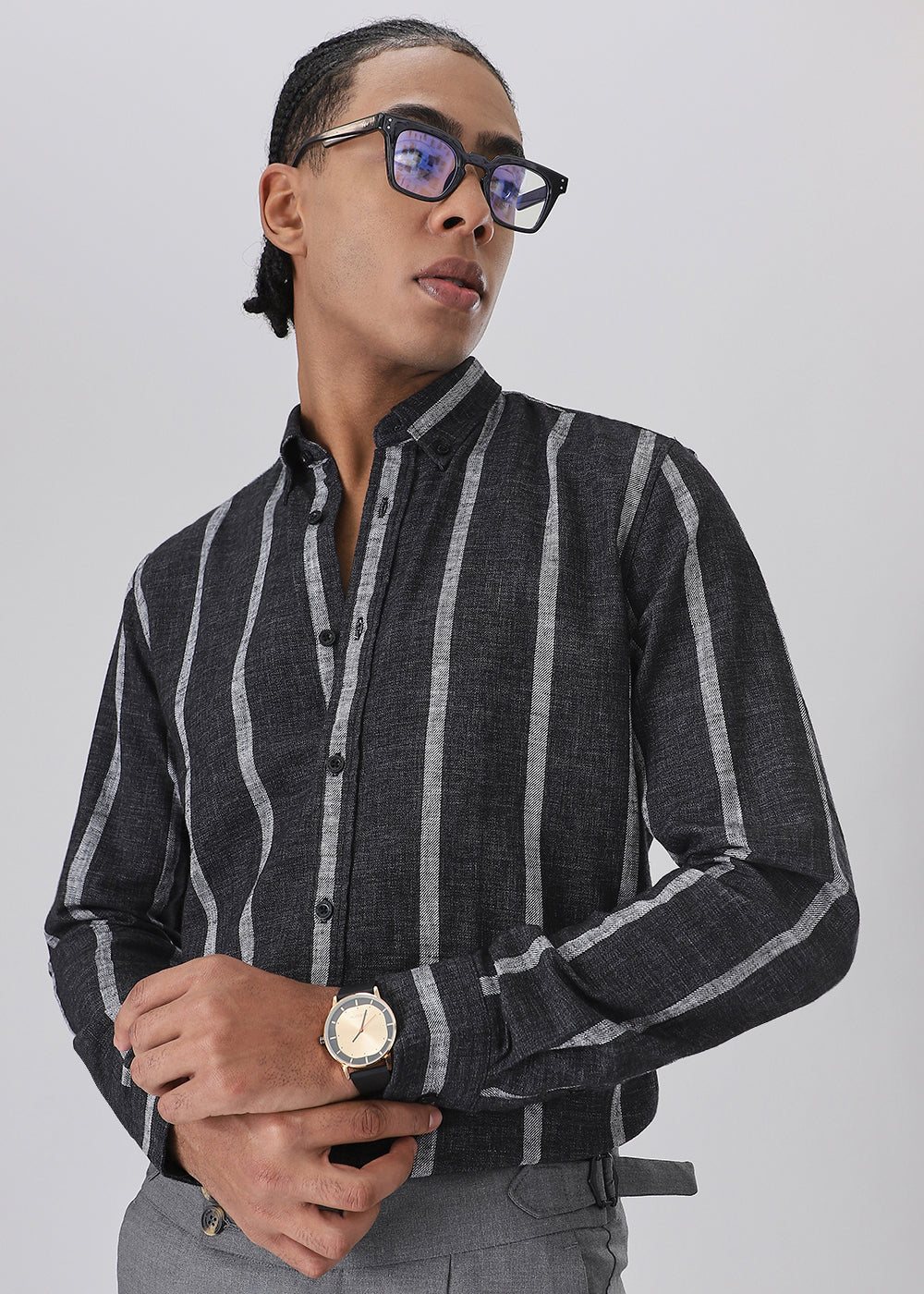 Melange Parallel Gray Stripe shirt